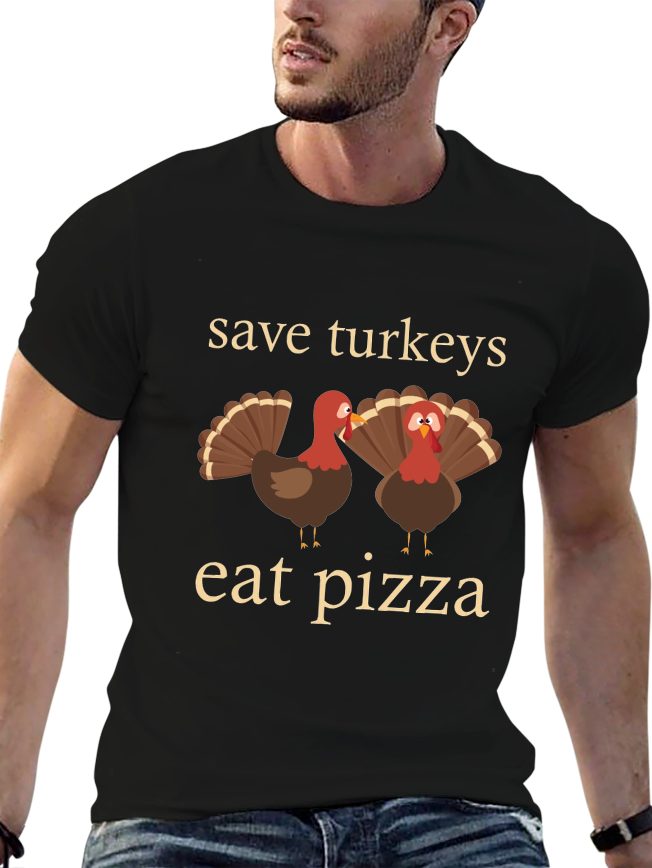 Save Turkeys Eat Pizza T-Shirt Thanksgiving Tee