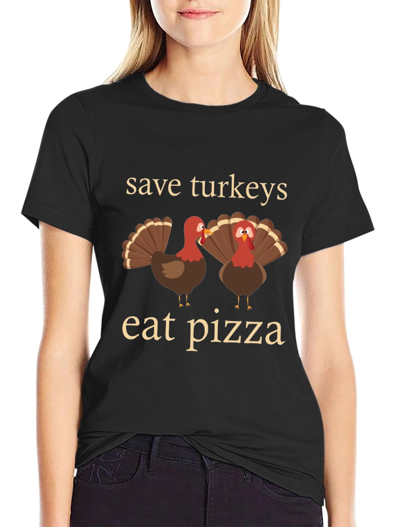 Save Turkeys Eat Pizza T-Shirt Thanksgiving Tee