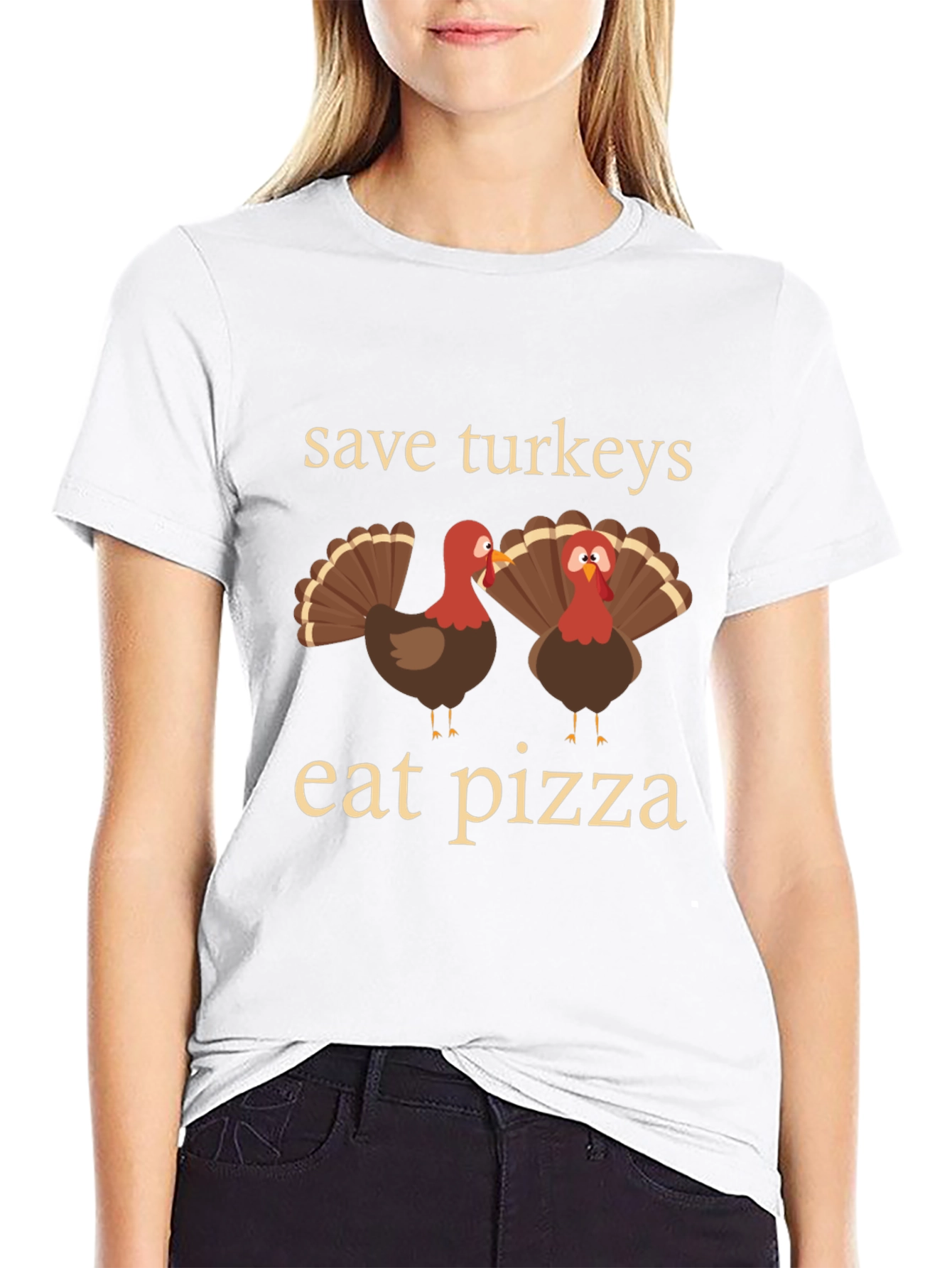Save Turkeys Eat Pizza T-Shirt Thanksgiving Tee