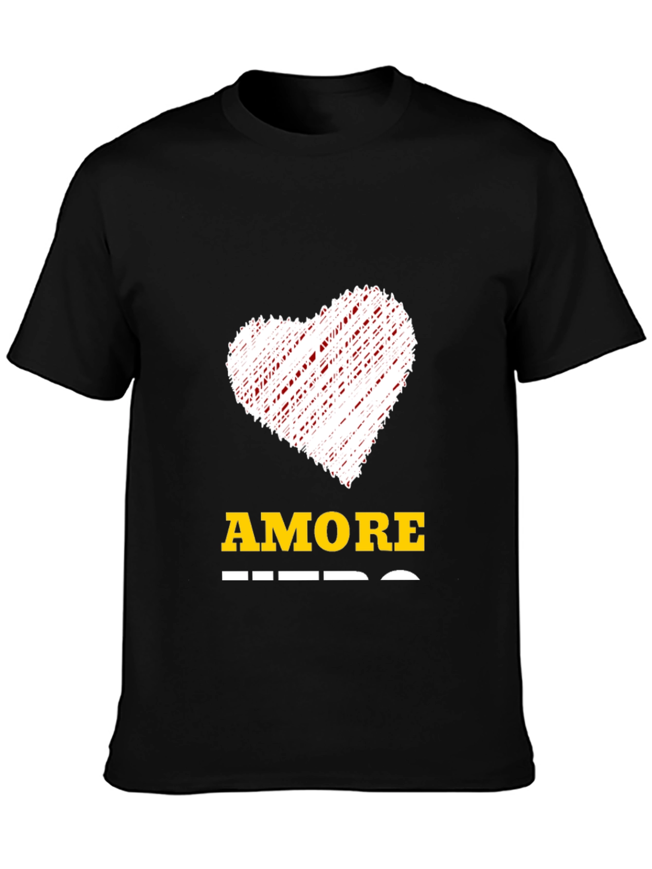 Amore Heart Graphic Tee - Mens Black T-Shirt