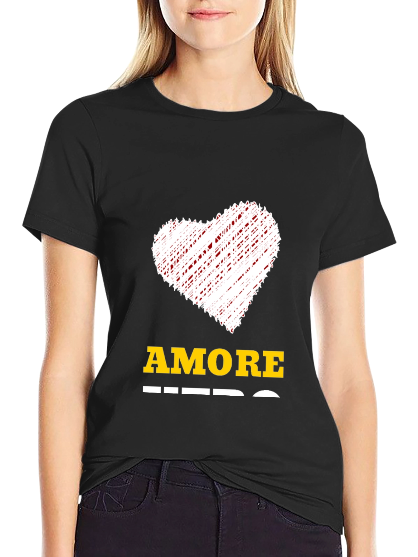 Amore Heart Graphic Tee - Mens Black T-Shirt