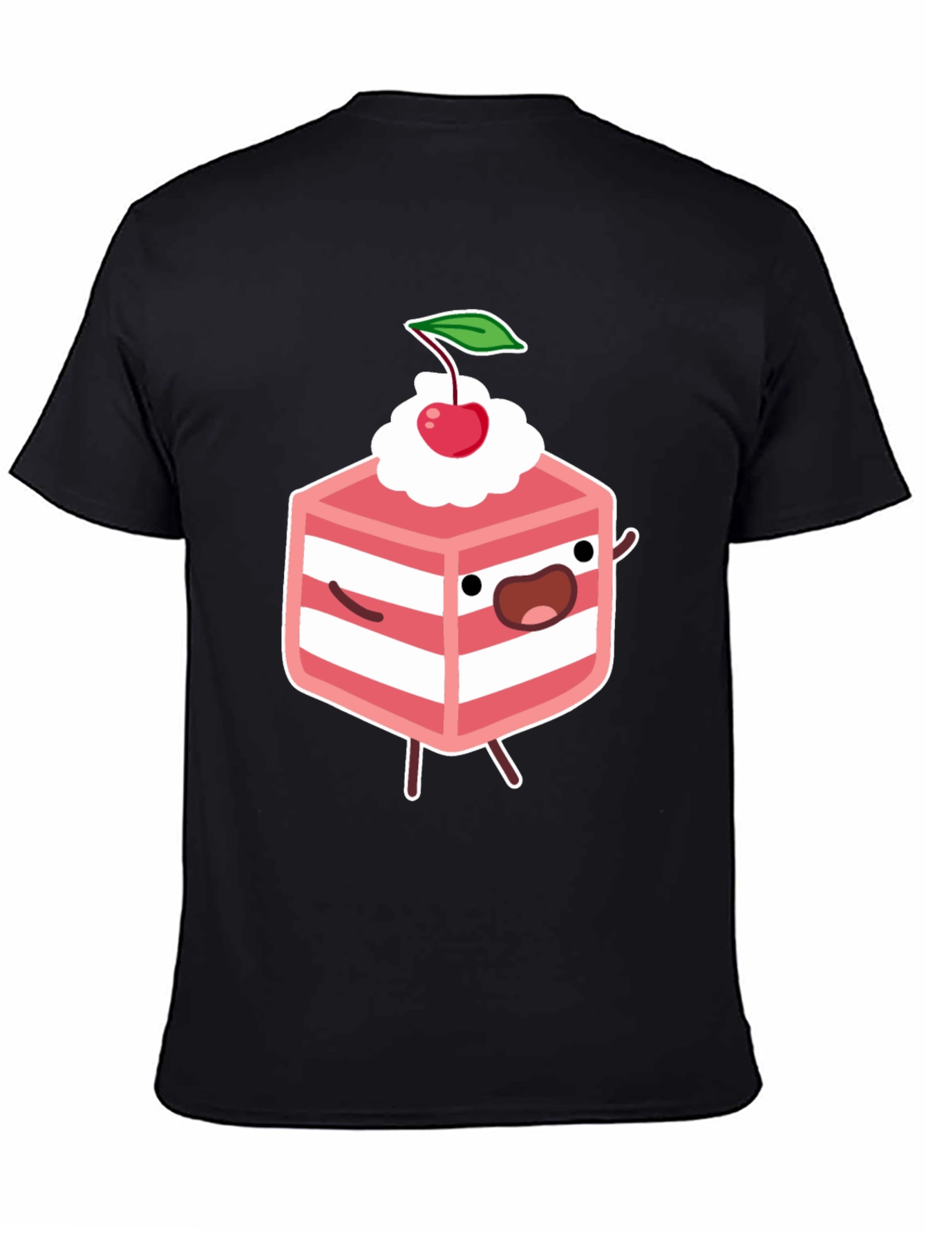Funny Cake Slice Graphic Tee - Black