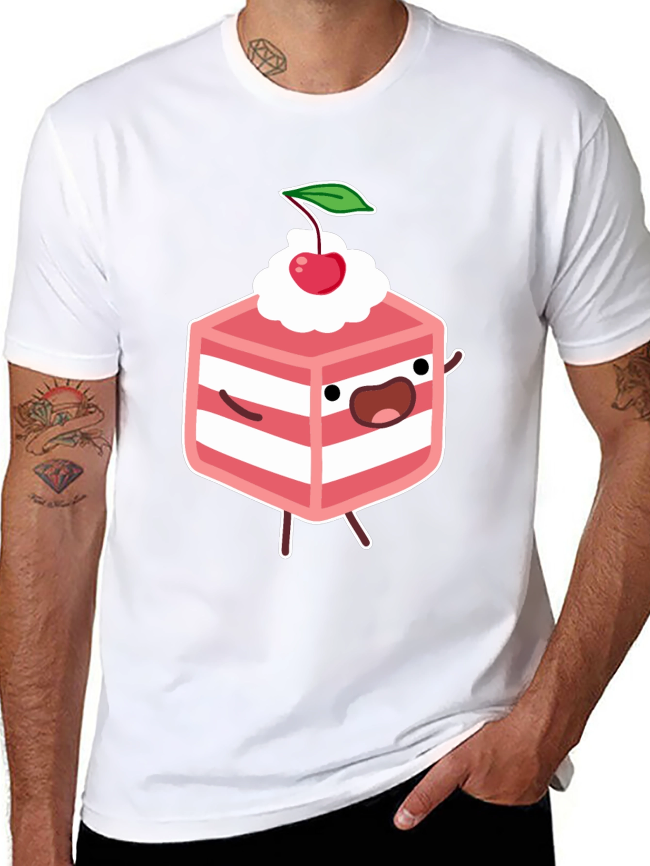 Funny Cake Slice Graphic Tee - Black