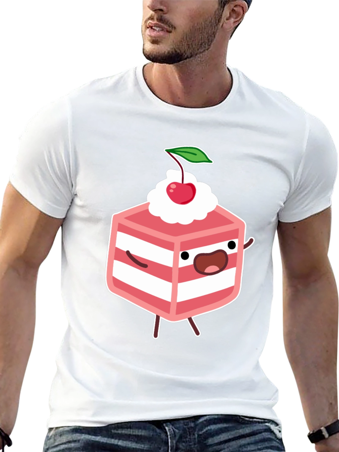 Funny Cake Slice Graphic Tee - Black