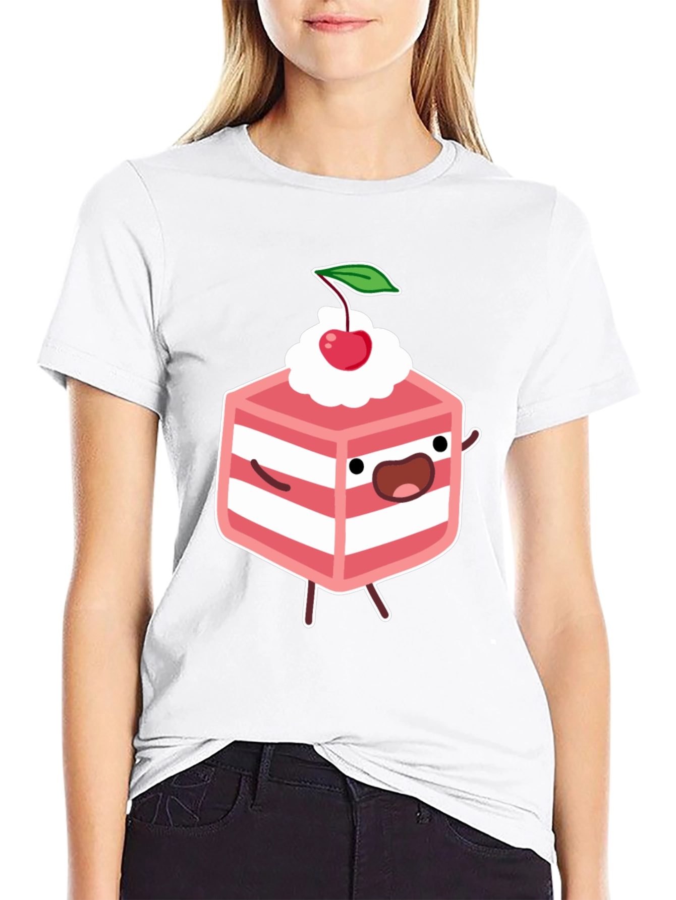 Funny Cake Slice Graphic Tee - Black