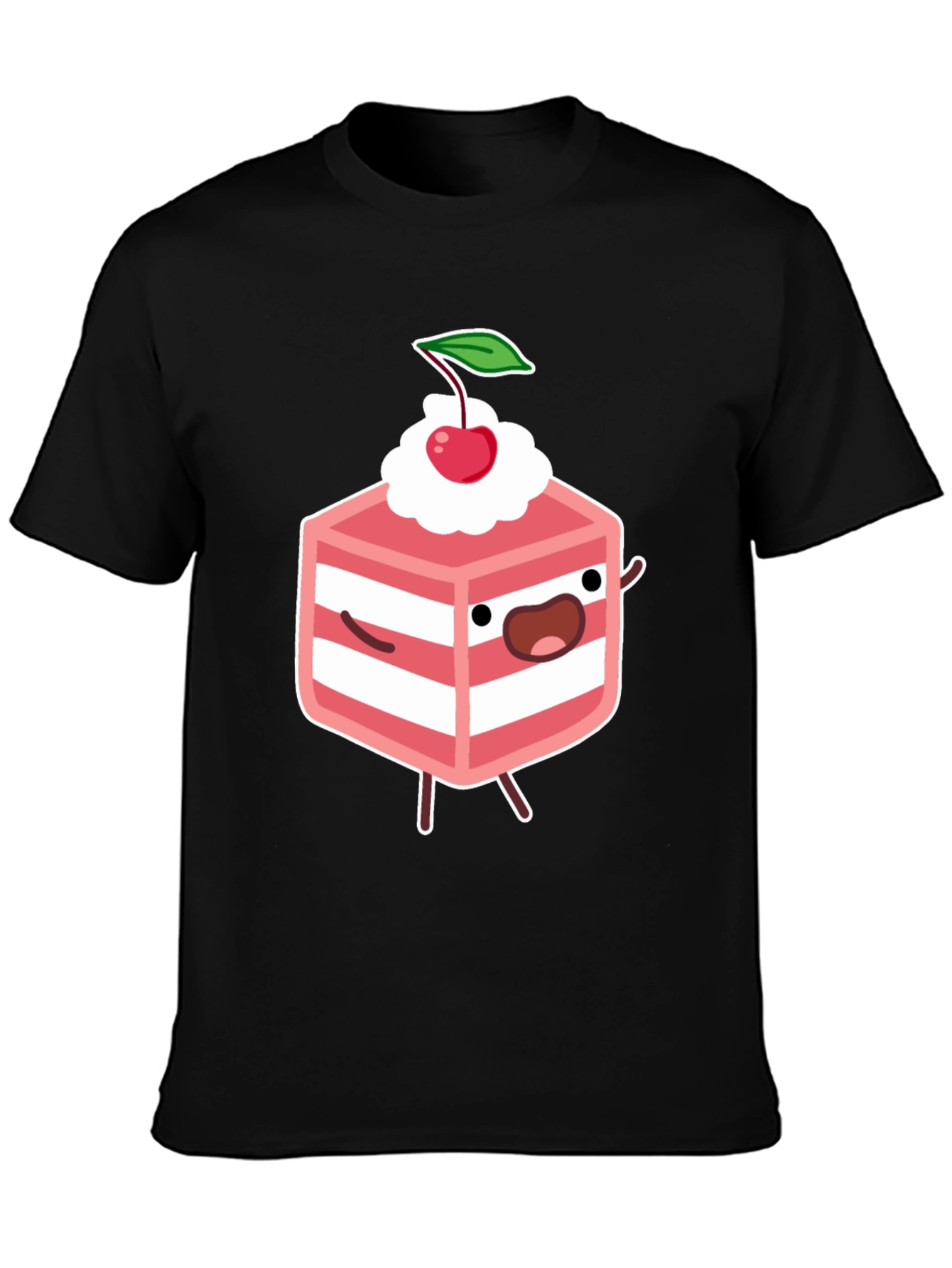 Funny Cake Slice Graphic Tee - Black