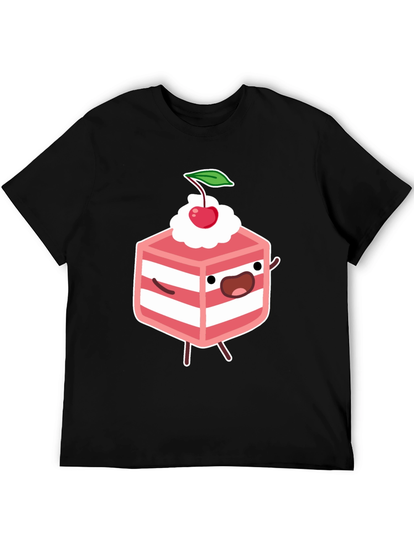 Funny Cake Slice Graphic Tee - Black