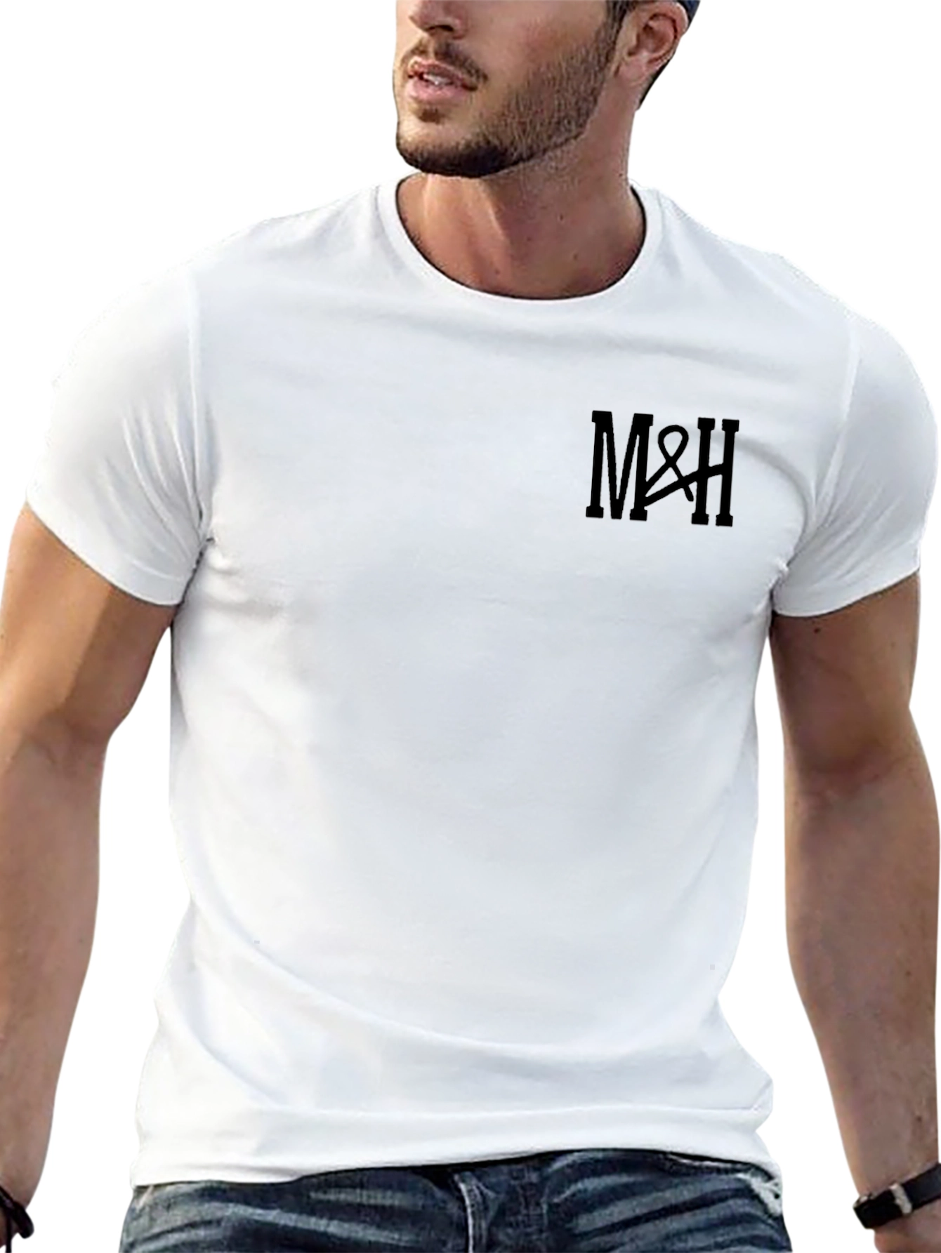 Mens Black Crewneck T-Shirt - M&H Logo