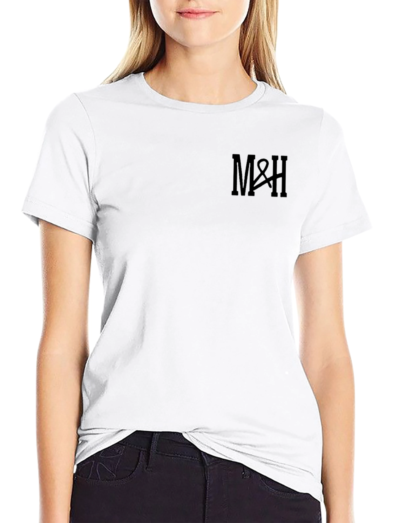 Mens Black Crewneck T-Shirt - M&H Logo