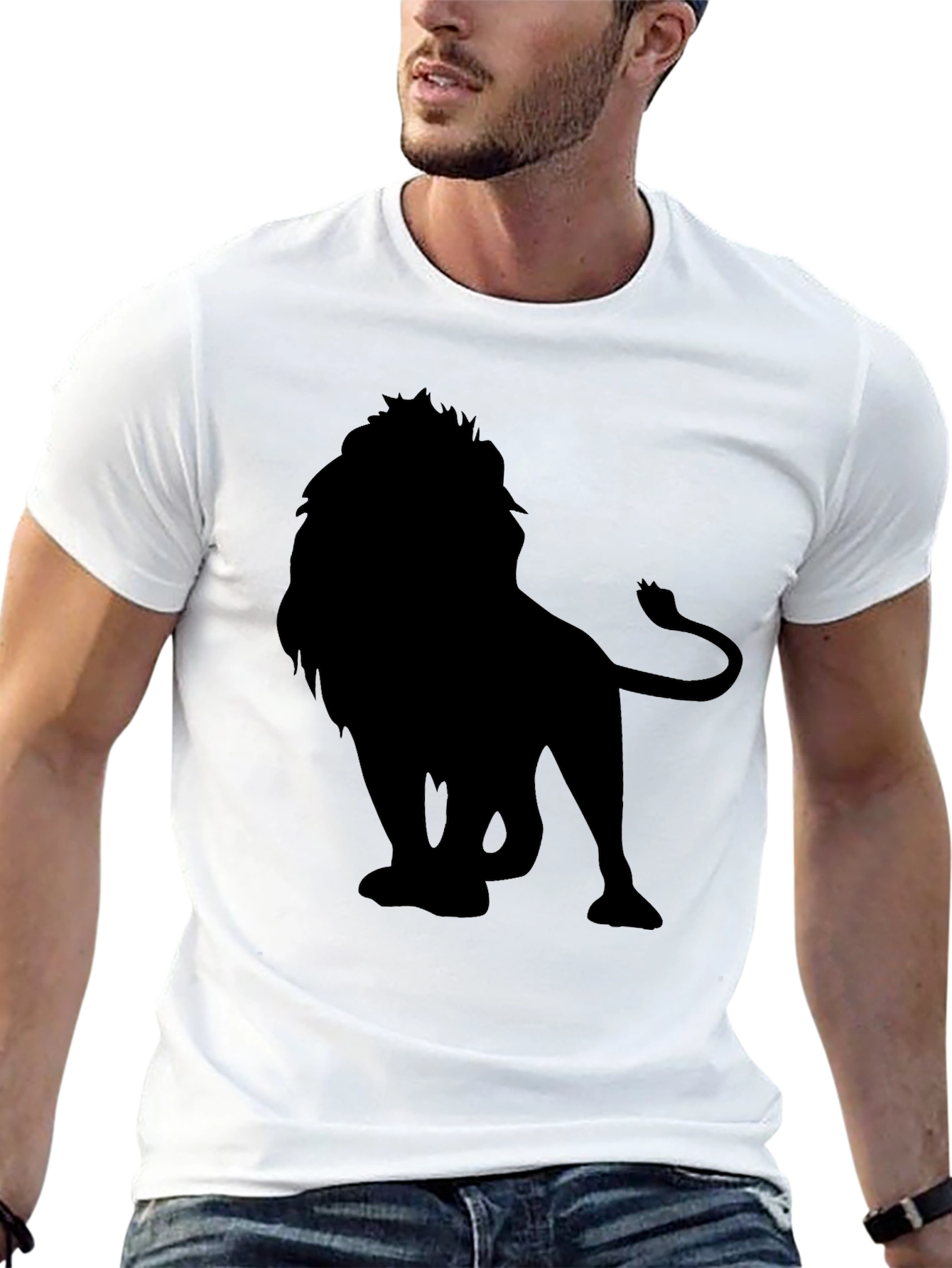 Lion Silhouette Black T-Shirt for Men