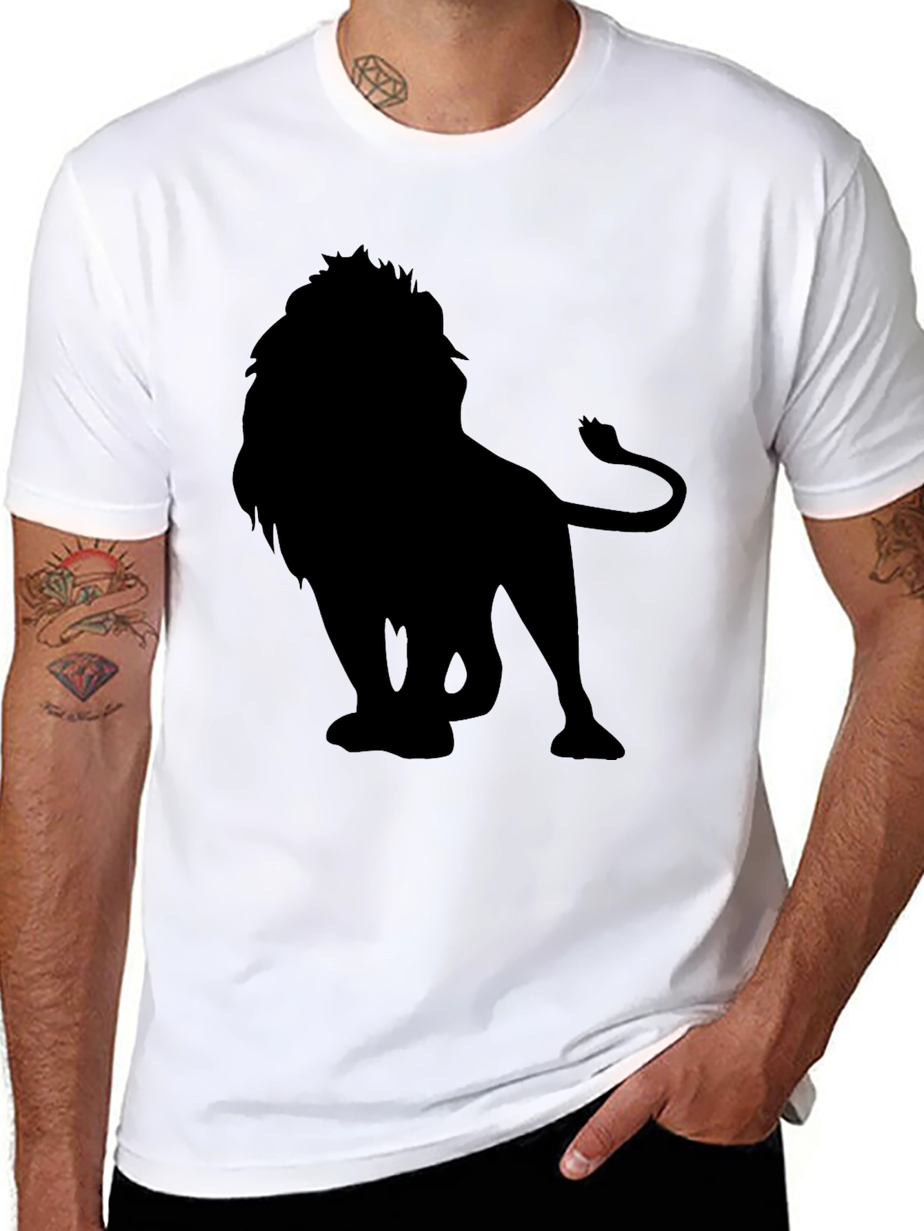 Lion Silhouette Black T-Shirt for Men