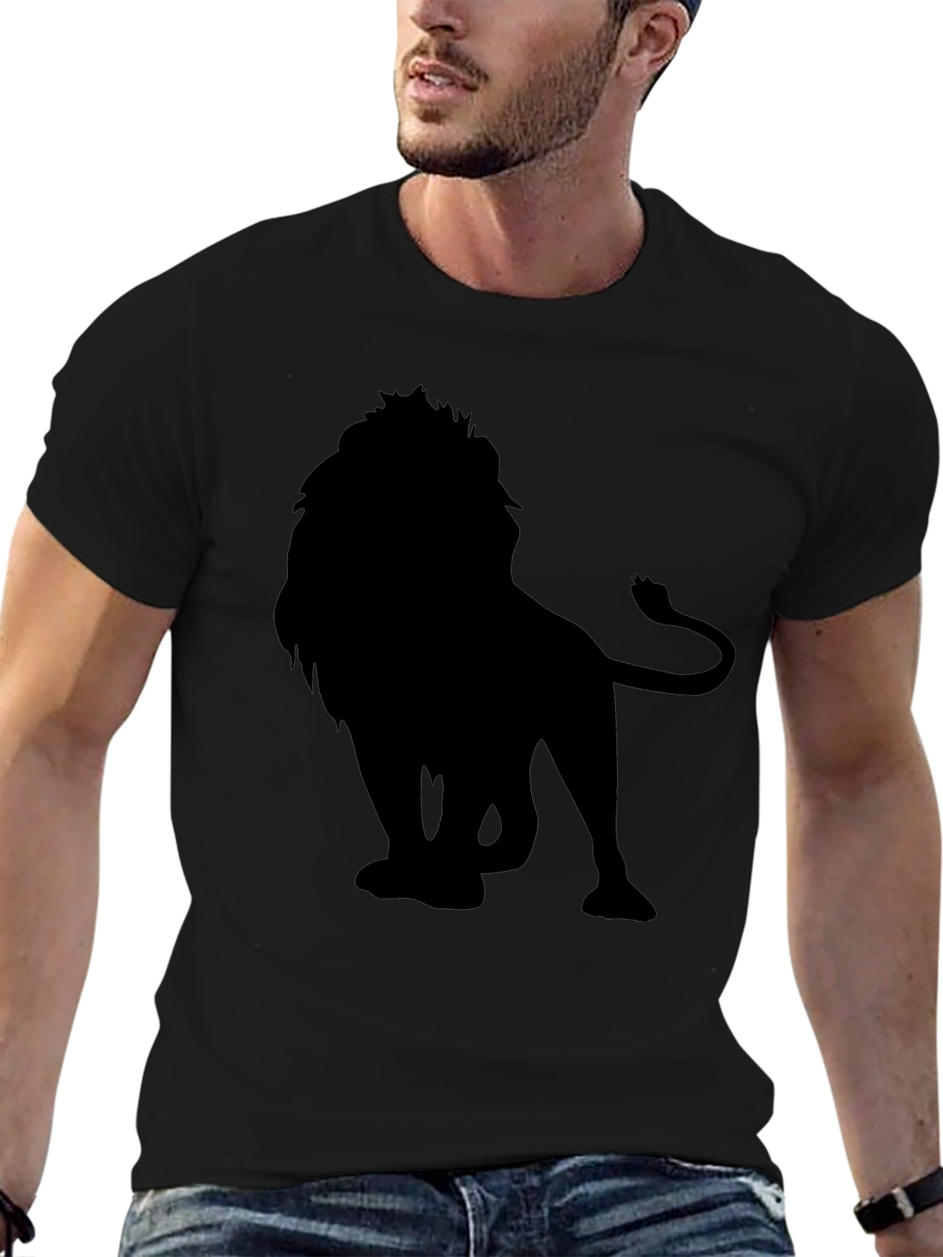 Lion Silhouette Black T-Shirt for Men