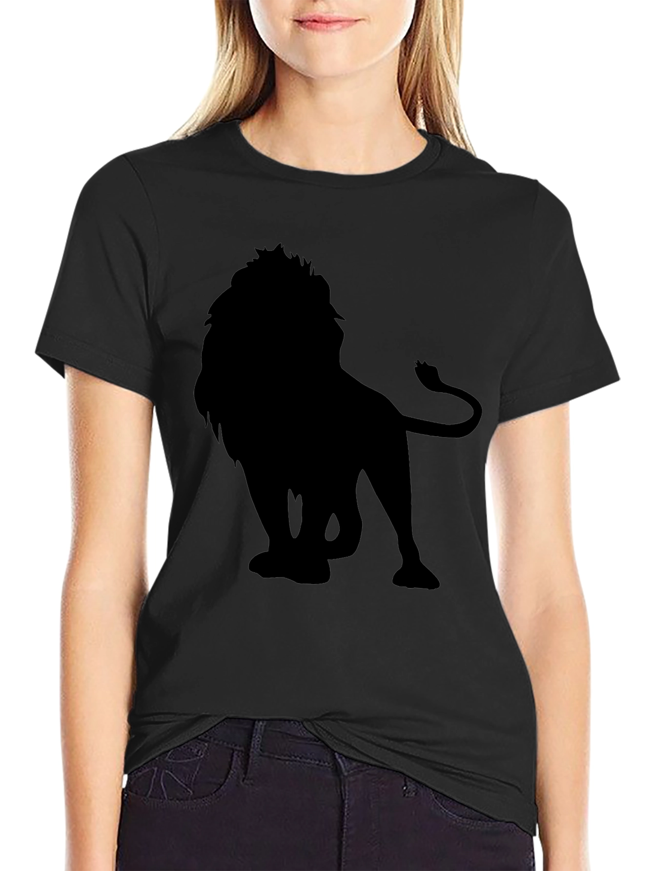 Lion Silhouette Black T-Shirt for Men
