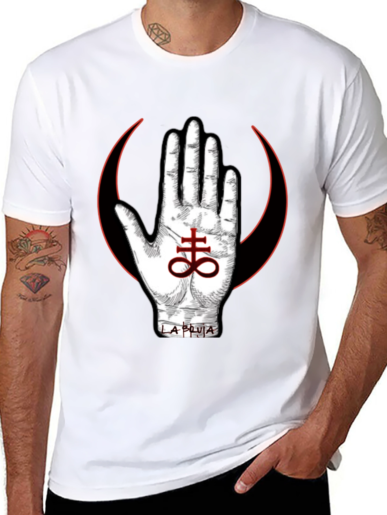 Occult Symbol T-Shirt - Hand & Leviathan Cross Design