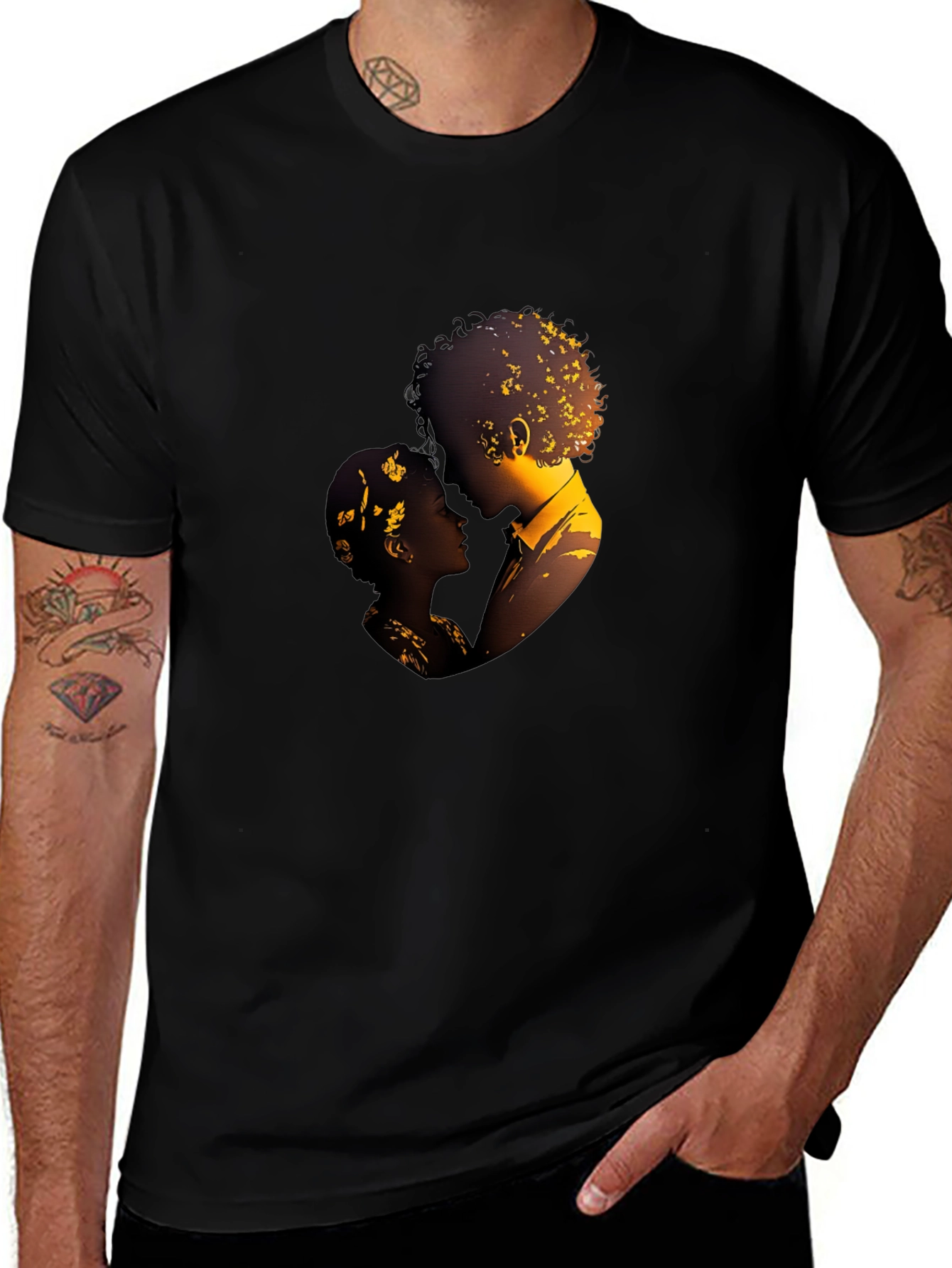 Romantic Silhouette Graphic Tee - Black