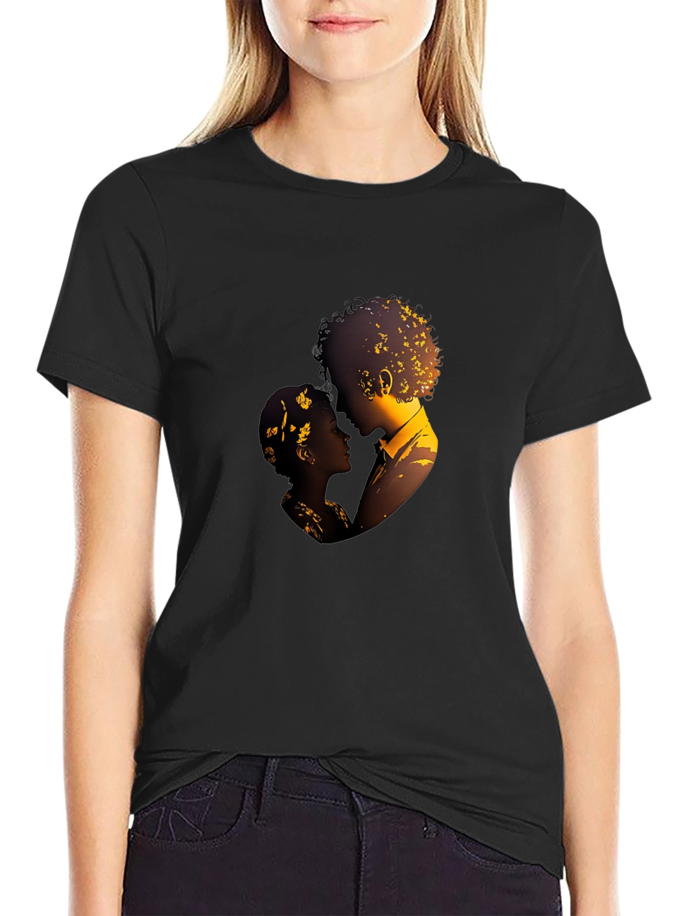 Romantic Silhouette Graphic Tee - Black