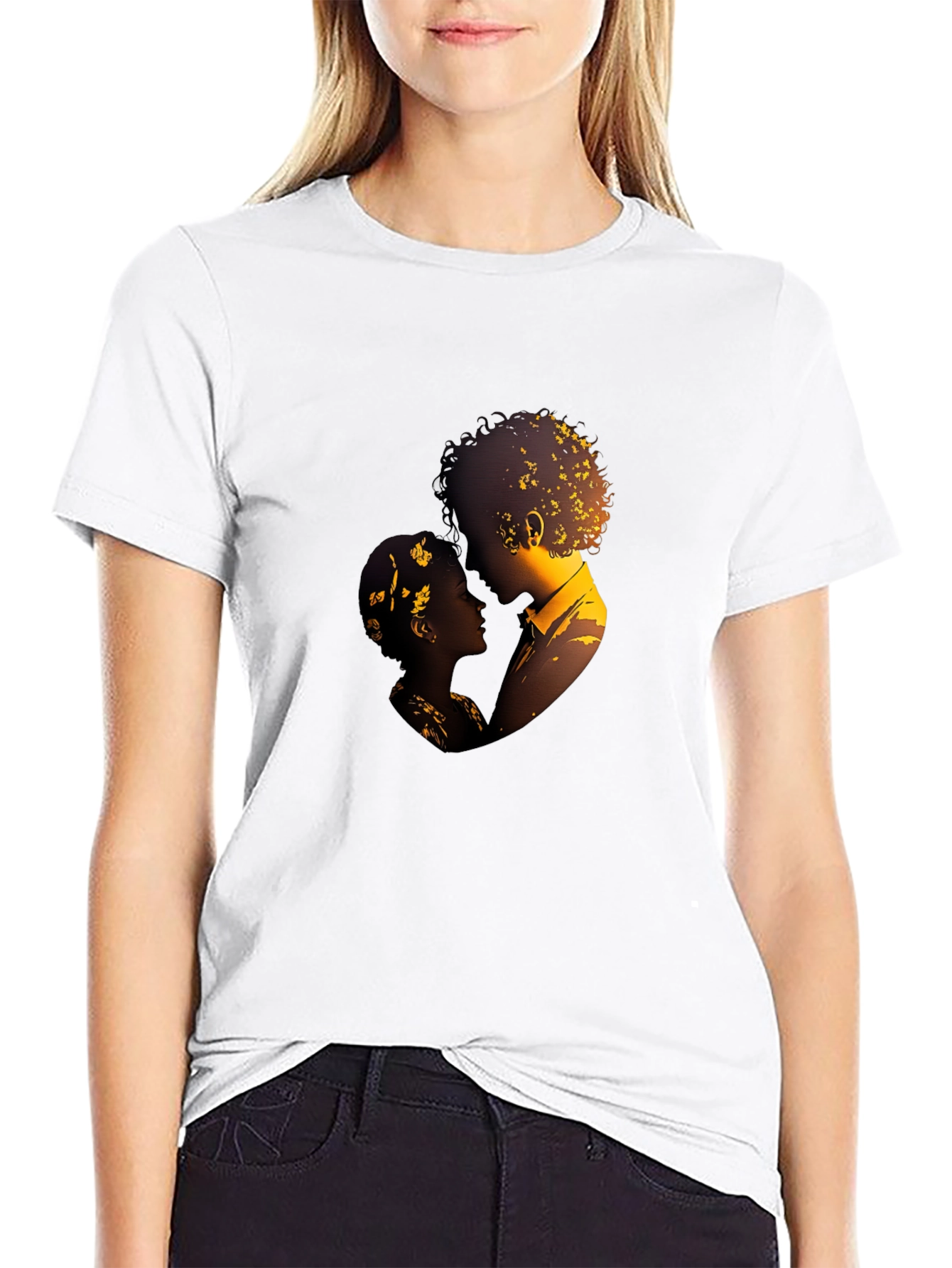 Romantic Silhouette Graphic Tee - Black