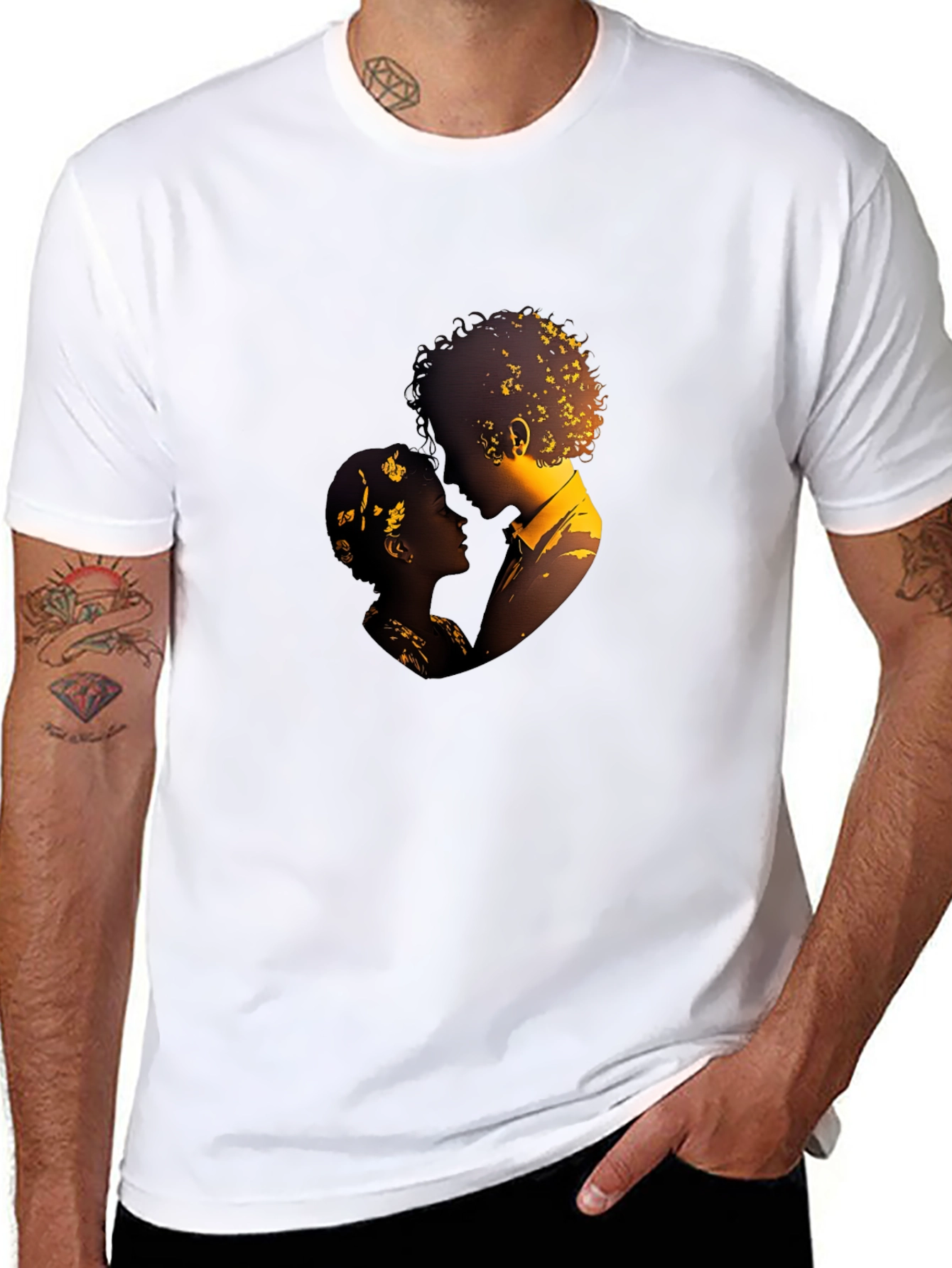 Romantic Silhouette Graphic Tee - Black