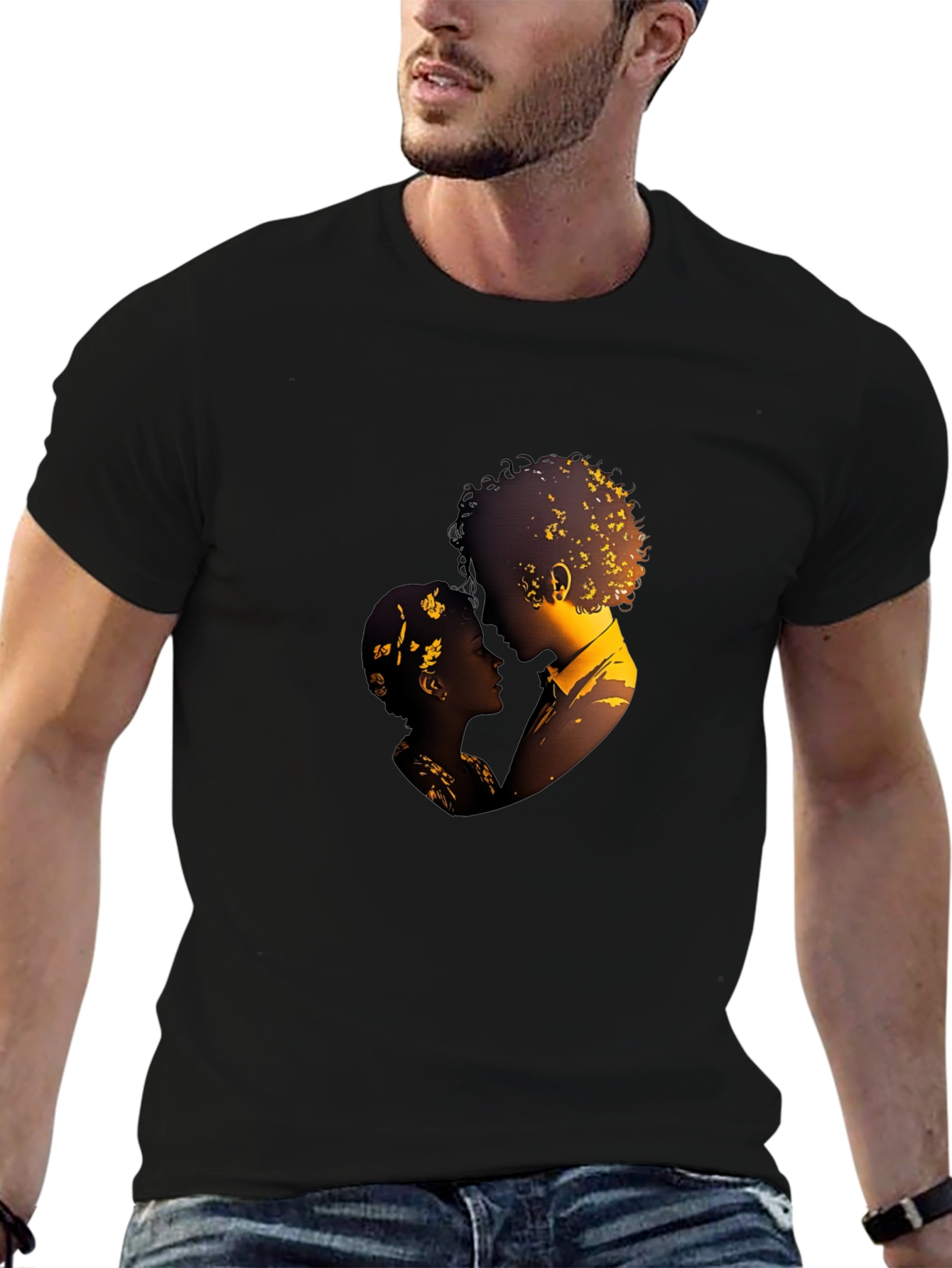 Romantic Silhouette Graphic Tee - Black