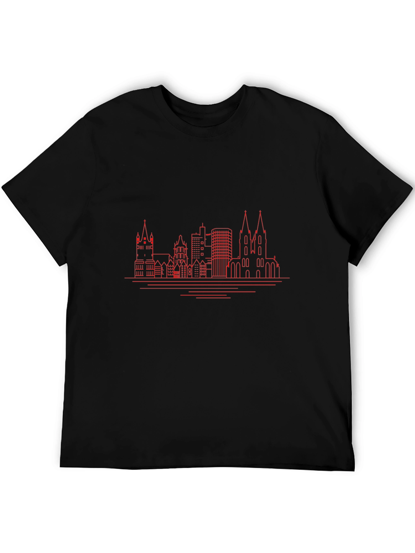 Cityscape Outline Graphic Tee - Black