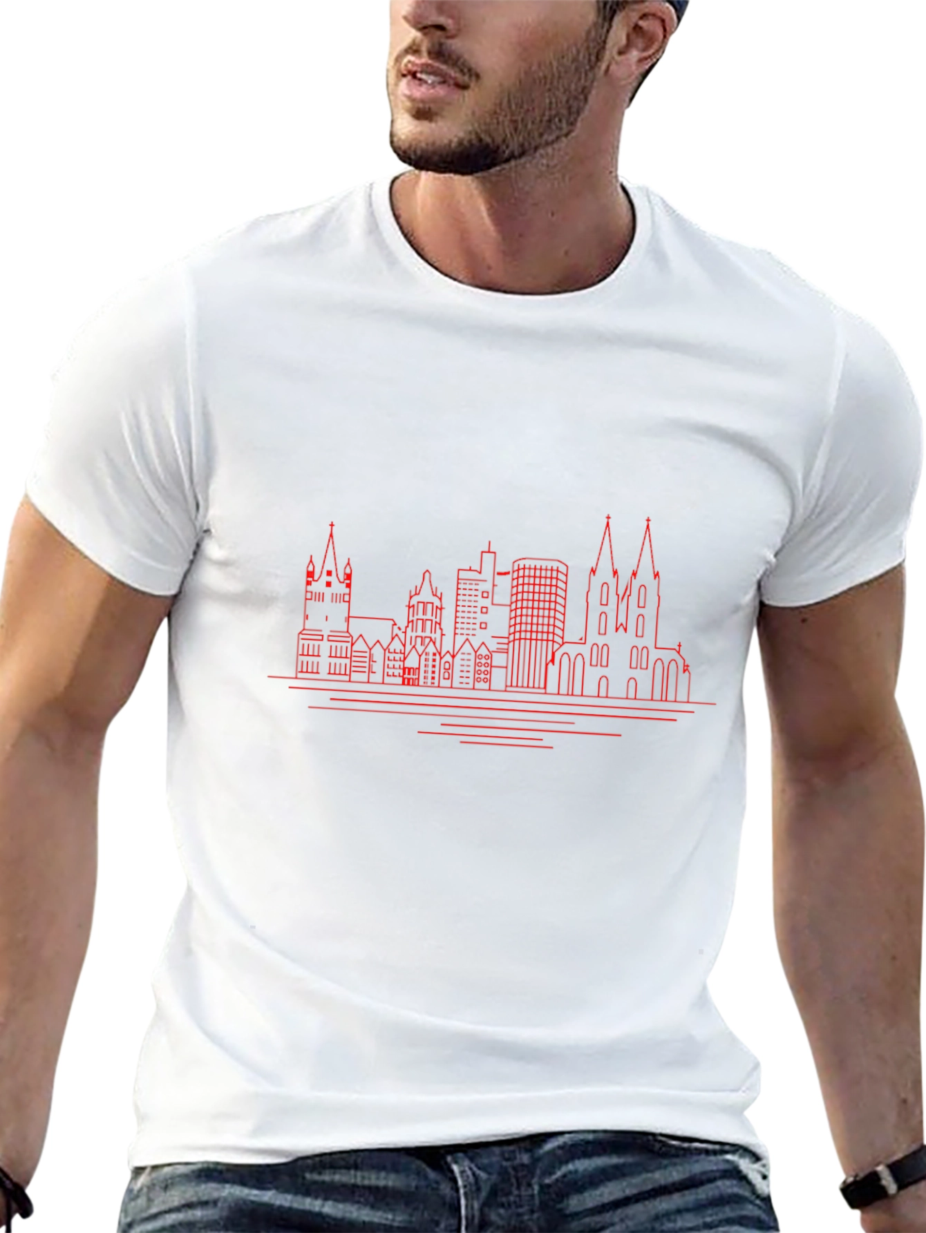 Cityscape Outline Graphic Tee - Black