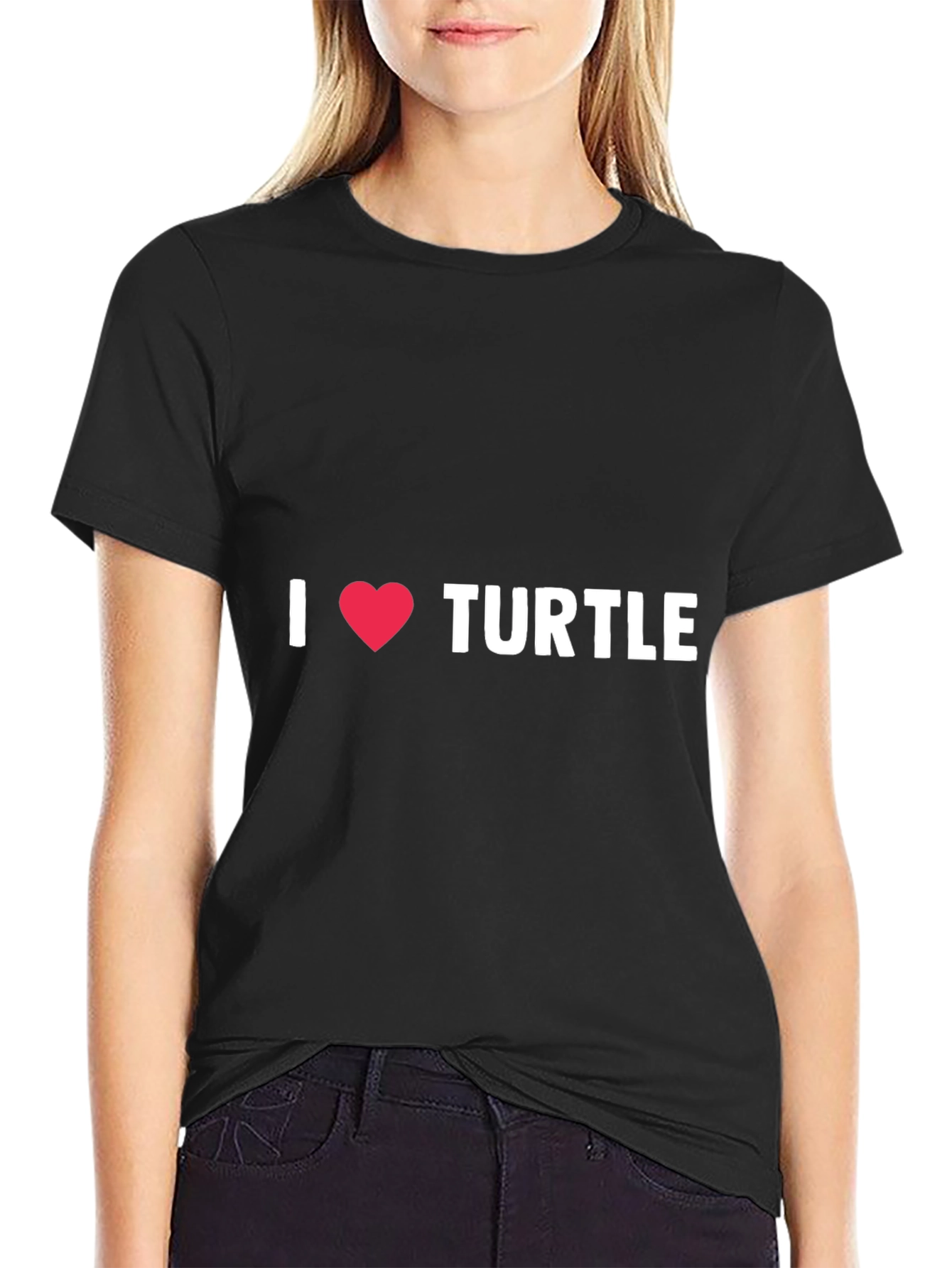 I Love Turtles T-Shirt - Black Cotton