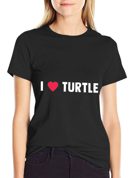 I Love Turtles T-Shirt - Black Cotton