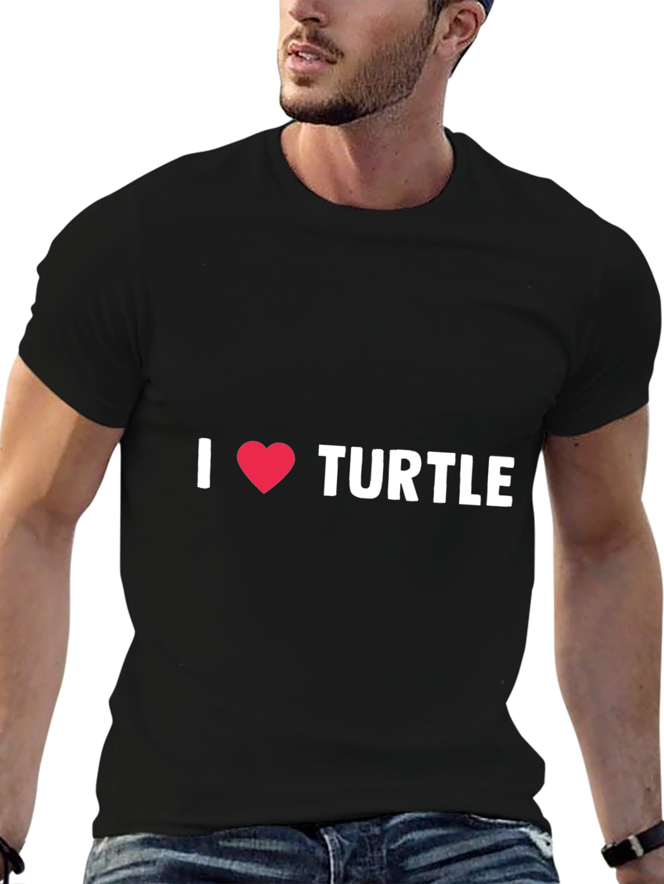 I Love Turtles T-Shirt - Black Cotton
