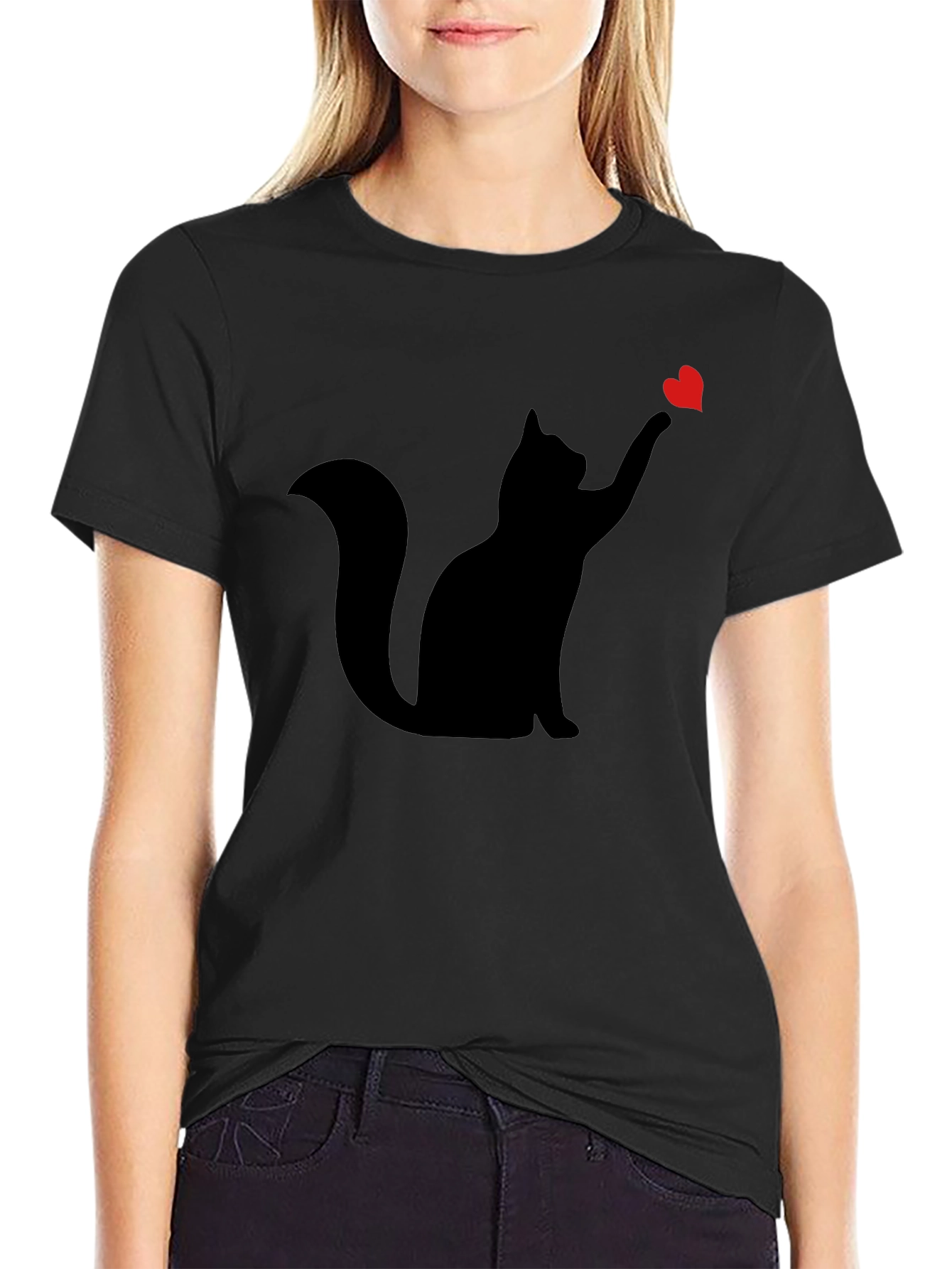 Black Cat Heart T-Shirt - Mens Graphic Tee