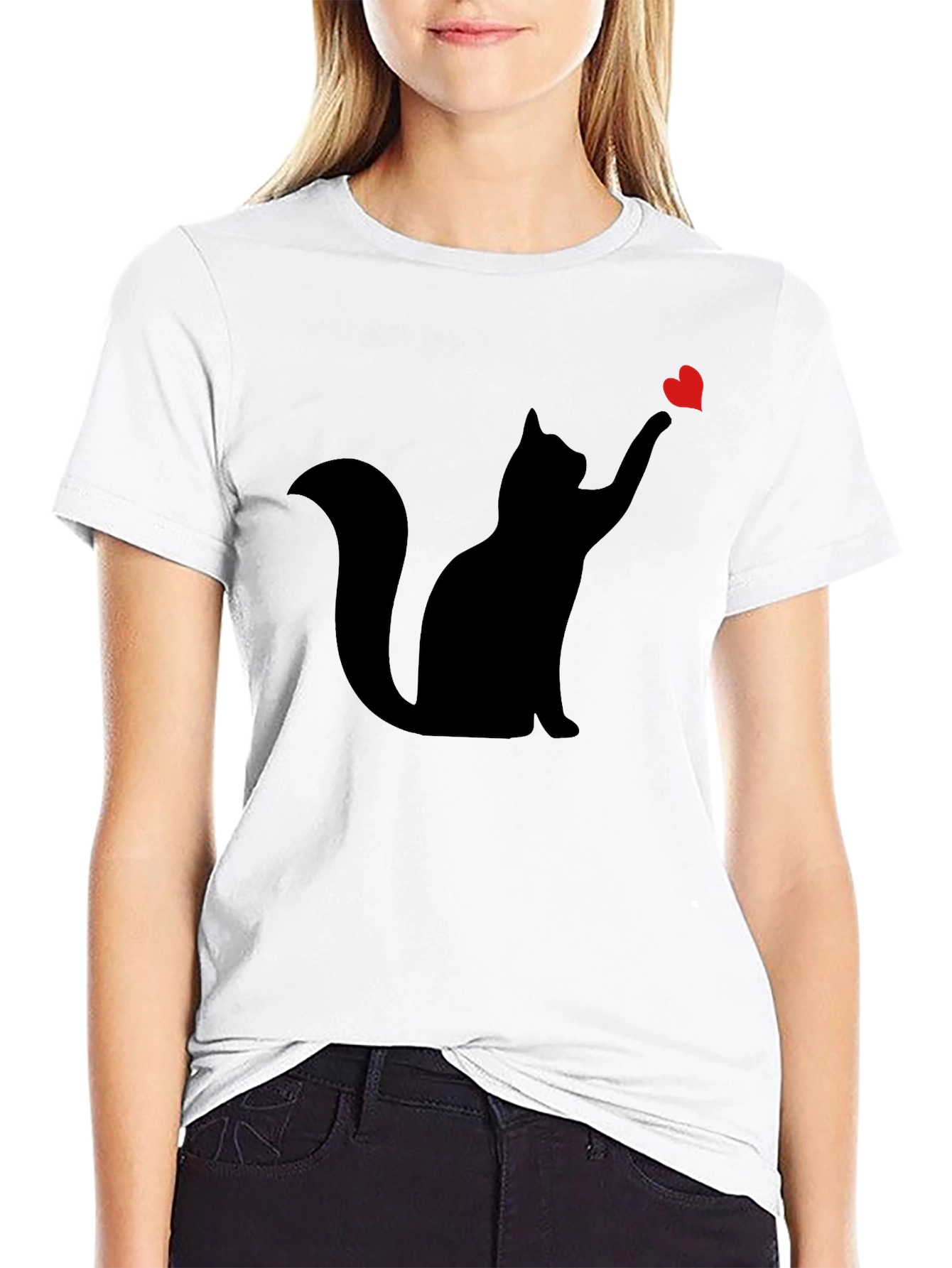 Black Cat Heart T-Shirt - Mens Graphic Tee