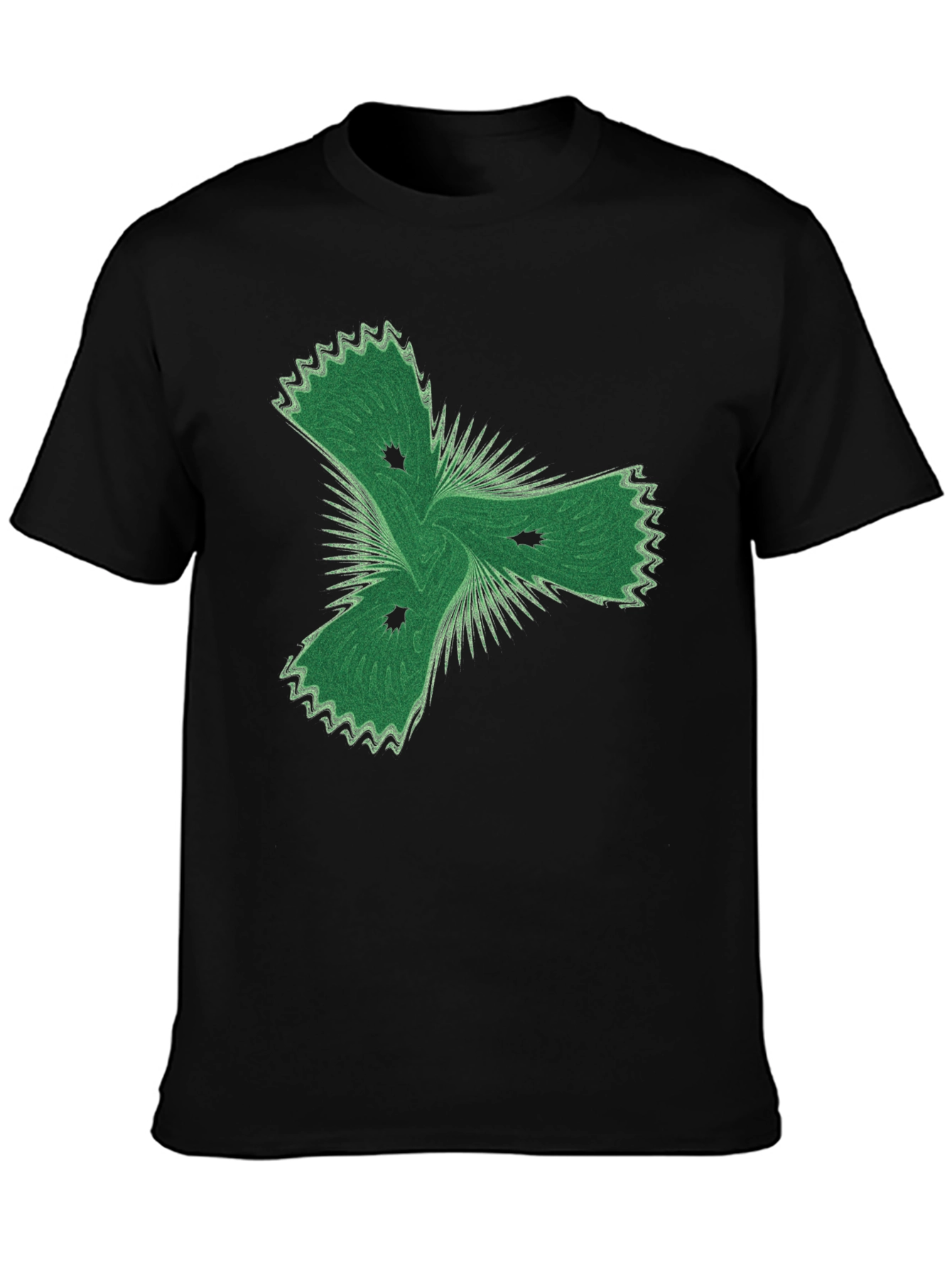 Abstract Green Graphic Black T-Shirt