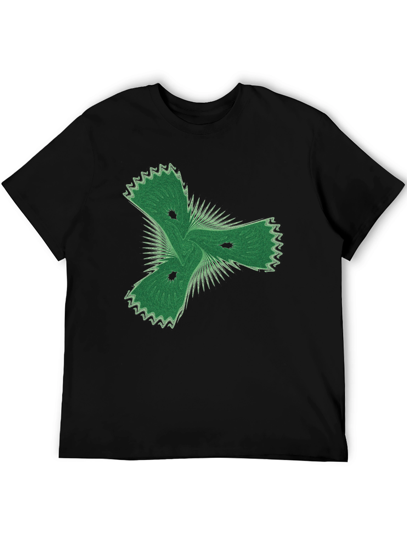 Abstract Green Graphic Black T-Shirt