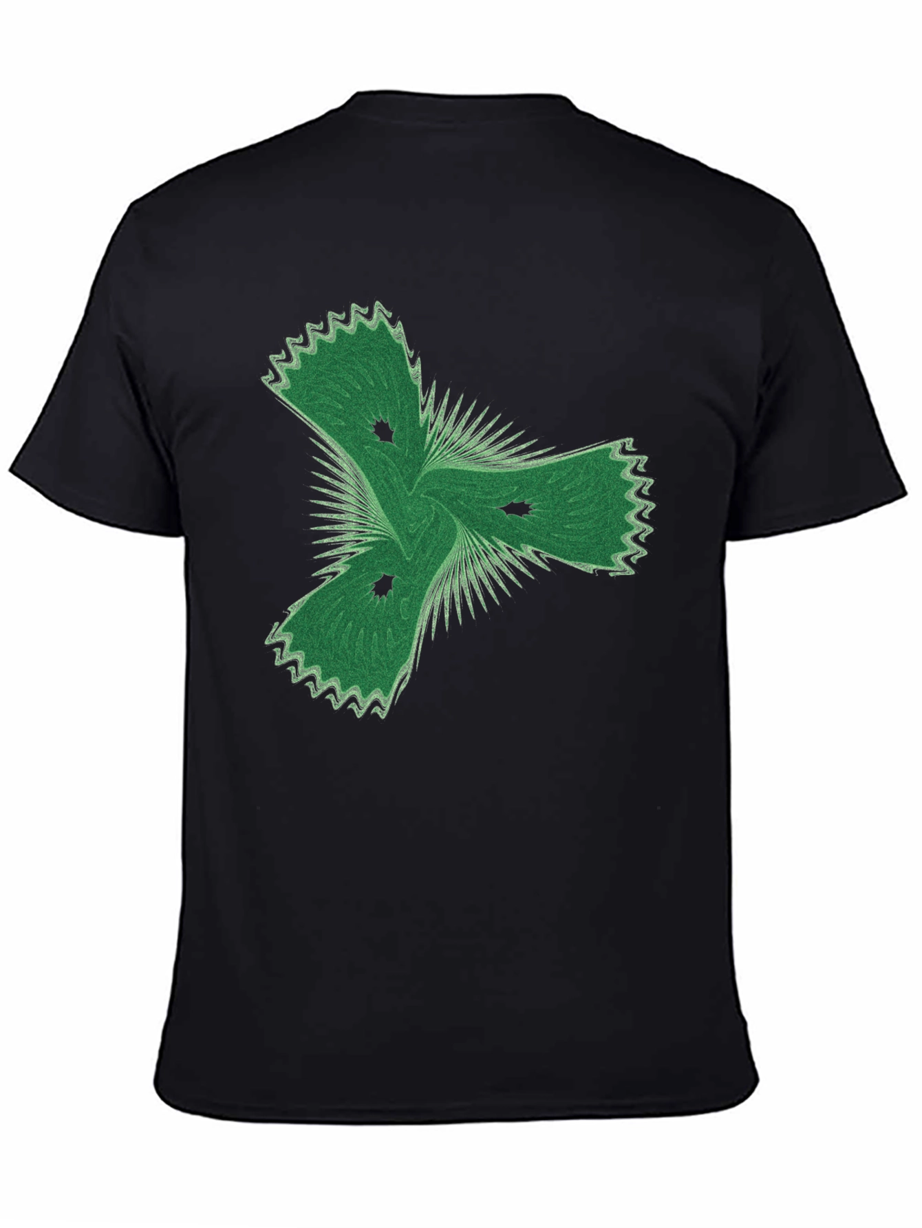 Abstract Green Graphic Black T-Shirt