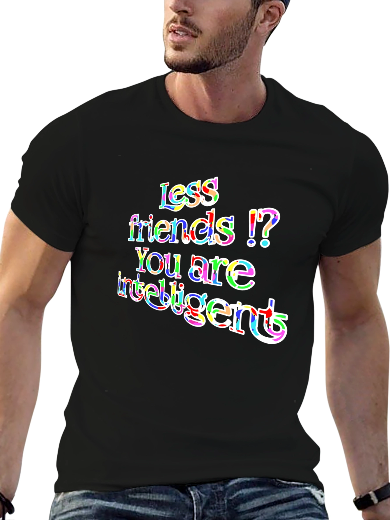 Intelligent Less Friends Mens Black T-Shirt