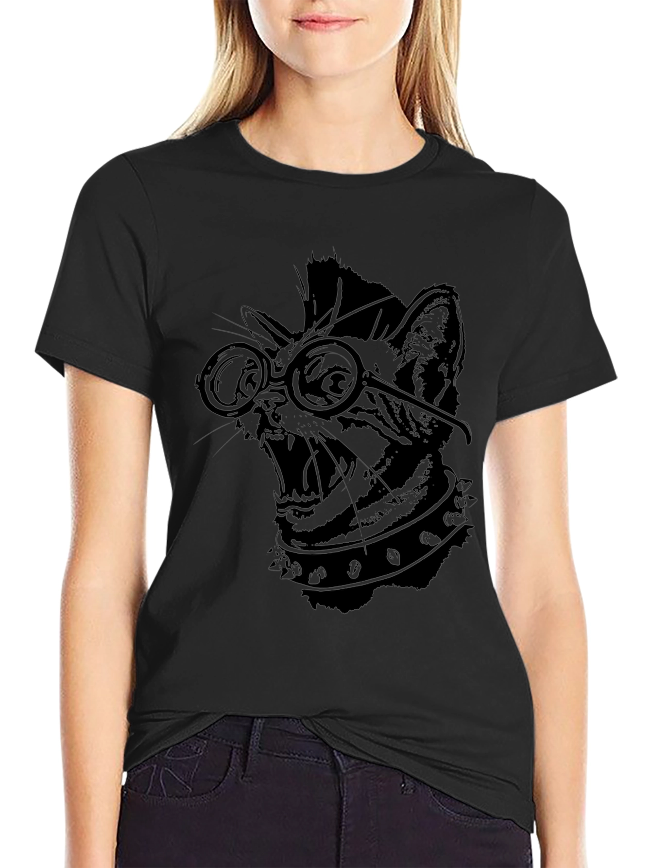 Punk Rock Cat T-Shirt - Black Graphic Tee
