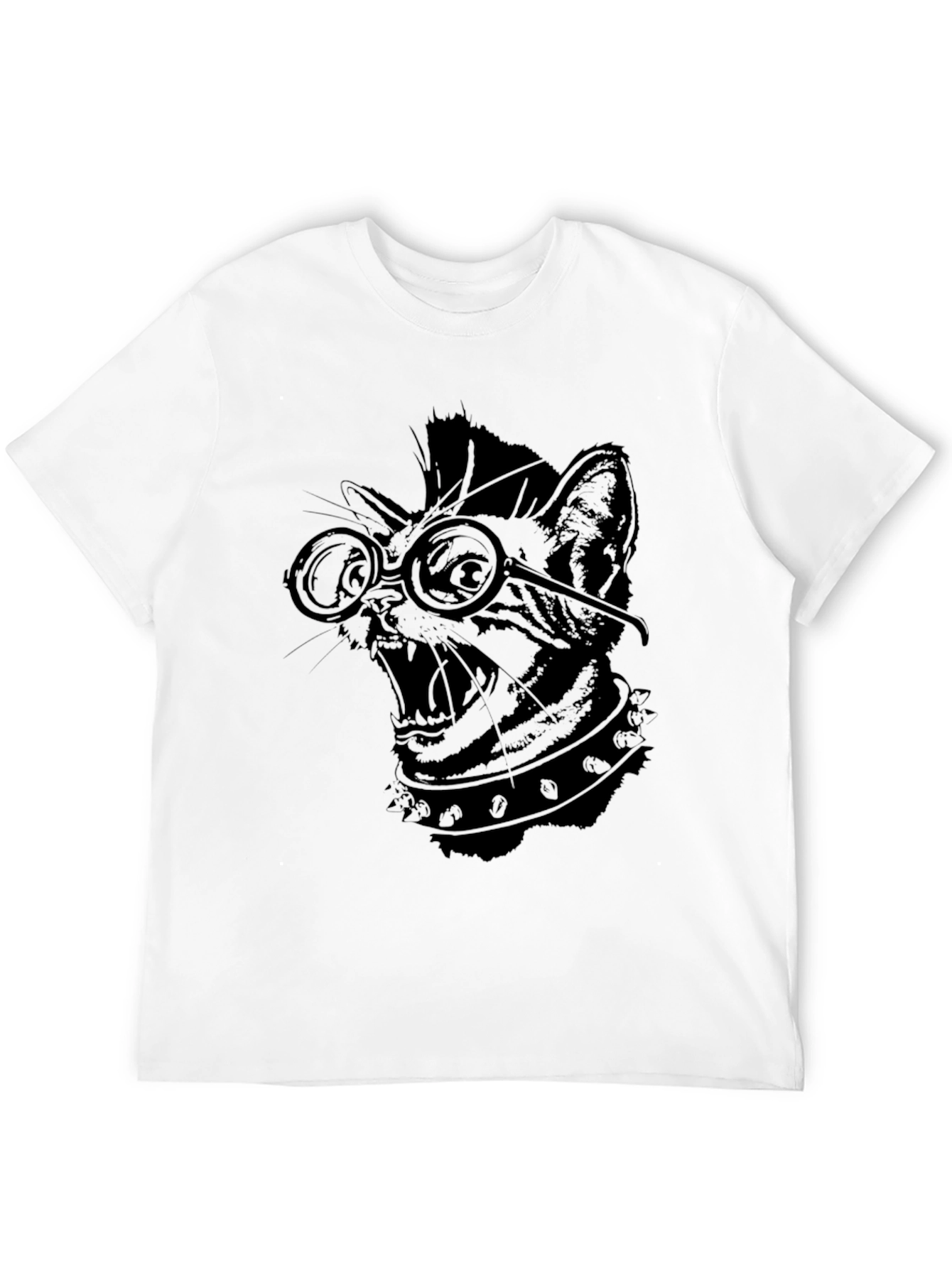 Punk Rock Cat T-Shirt - Black Graphic Tee