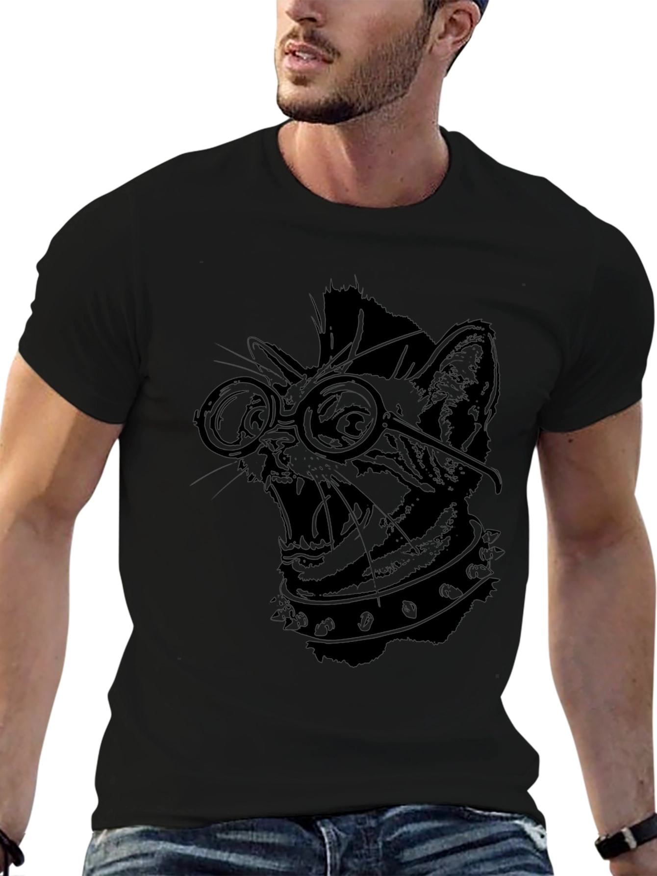 Punk Rock Cat T-Shirt - Black Graphic Tee