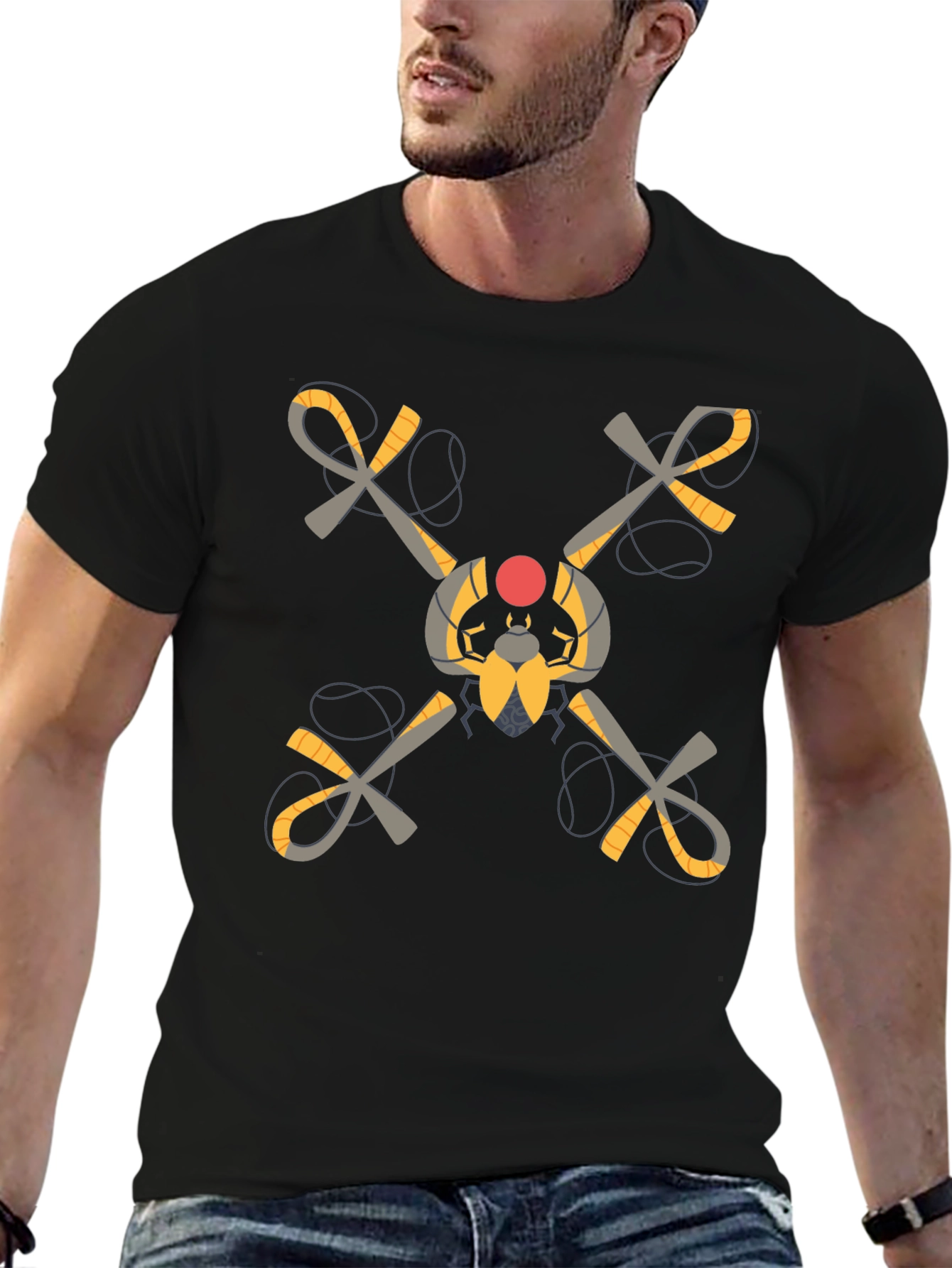 Mens Black T-Shirt with Mysterious Symbol