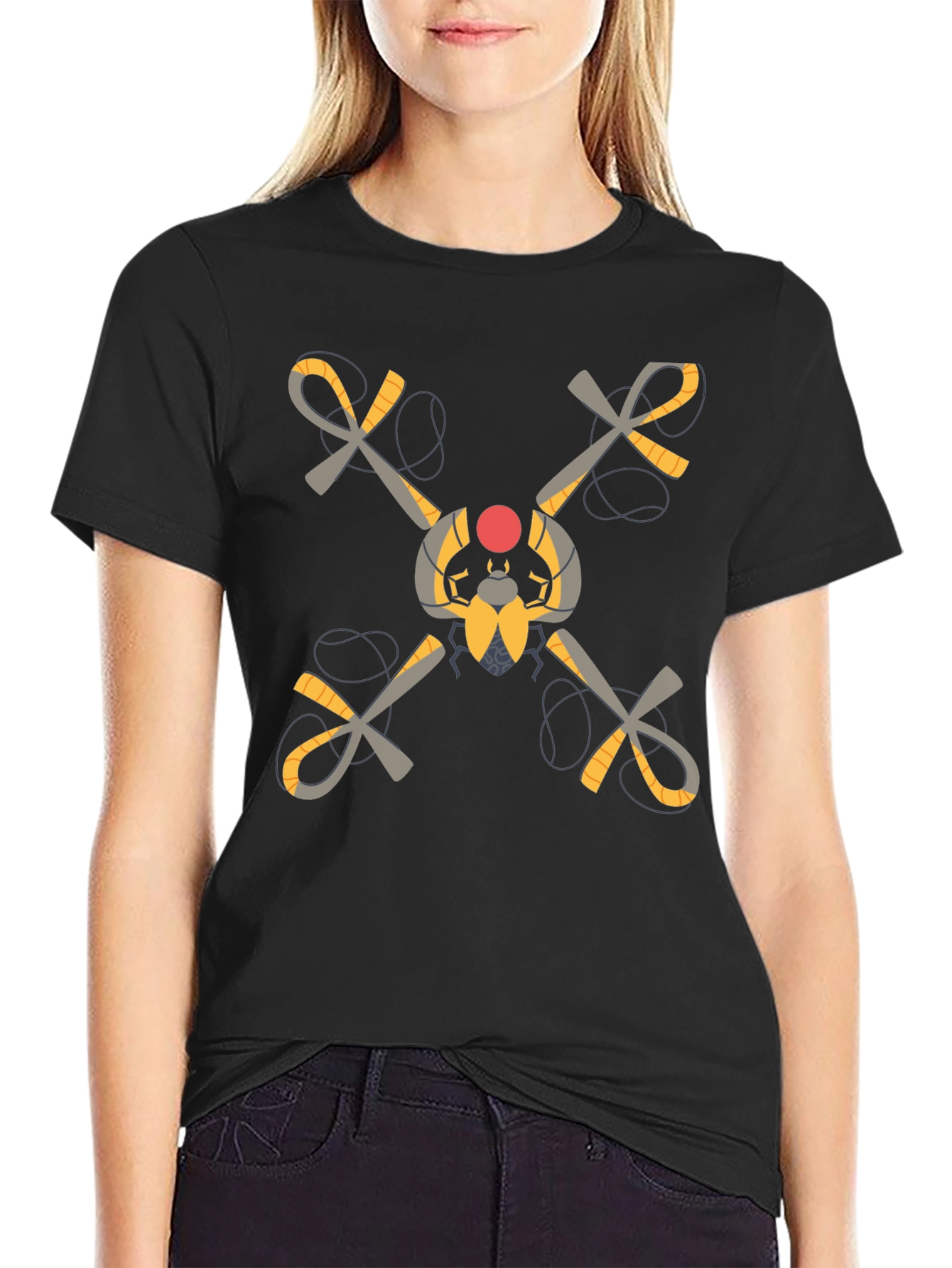 Mens Black T-Shirt with Mysterious Symbol