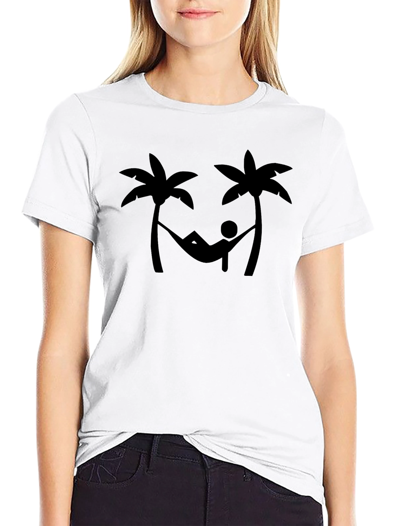 Relaxing Hammock Palm Tree Graphic T-Shirt