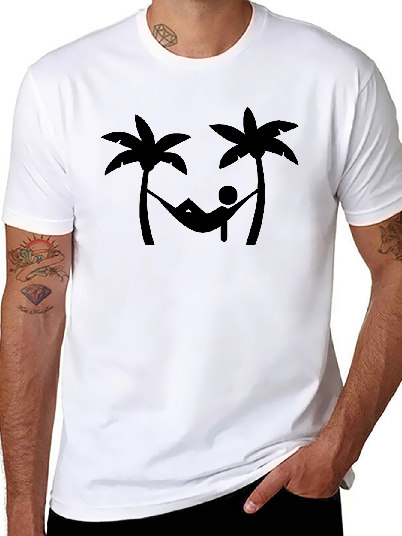 Relaxing Hammock Palm Tree Graphic T-Shirt