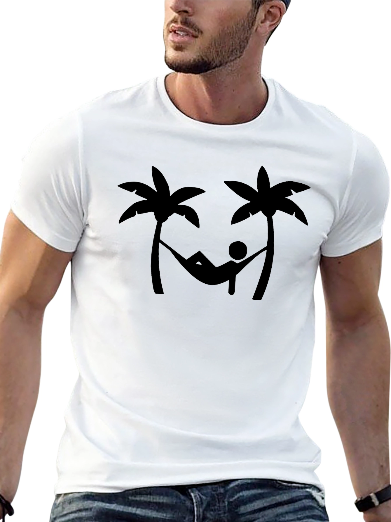 Relaxing Hammock Palm Tree Graphic T-Shirt