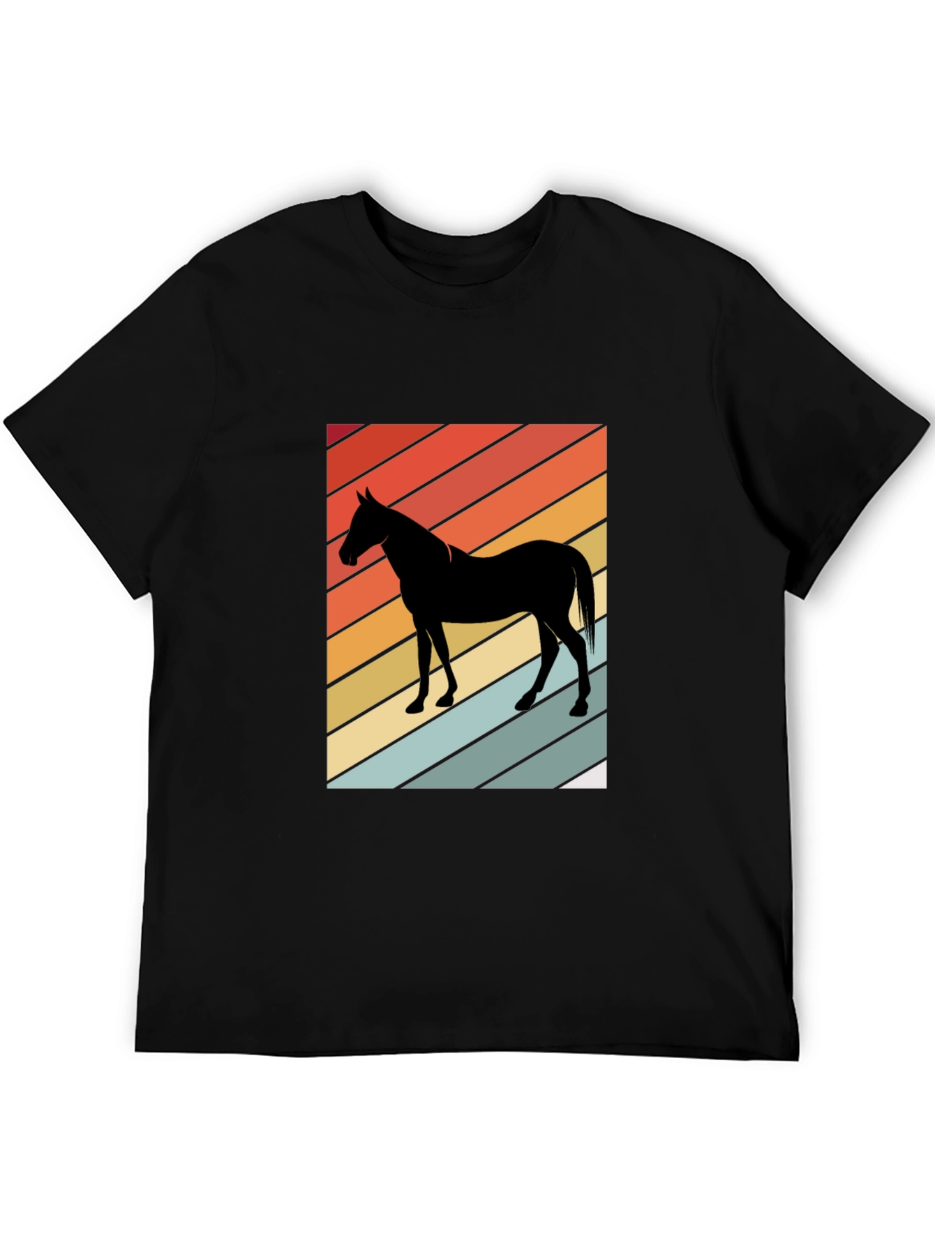 Retro Horse Graphic Tee - Stylish Black T-Shirt