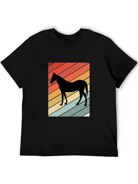 Retro Horse Graphic Tee - Stylish Black T-Shirt