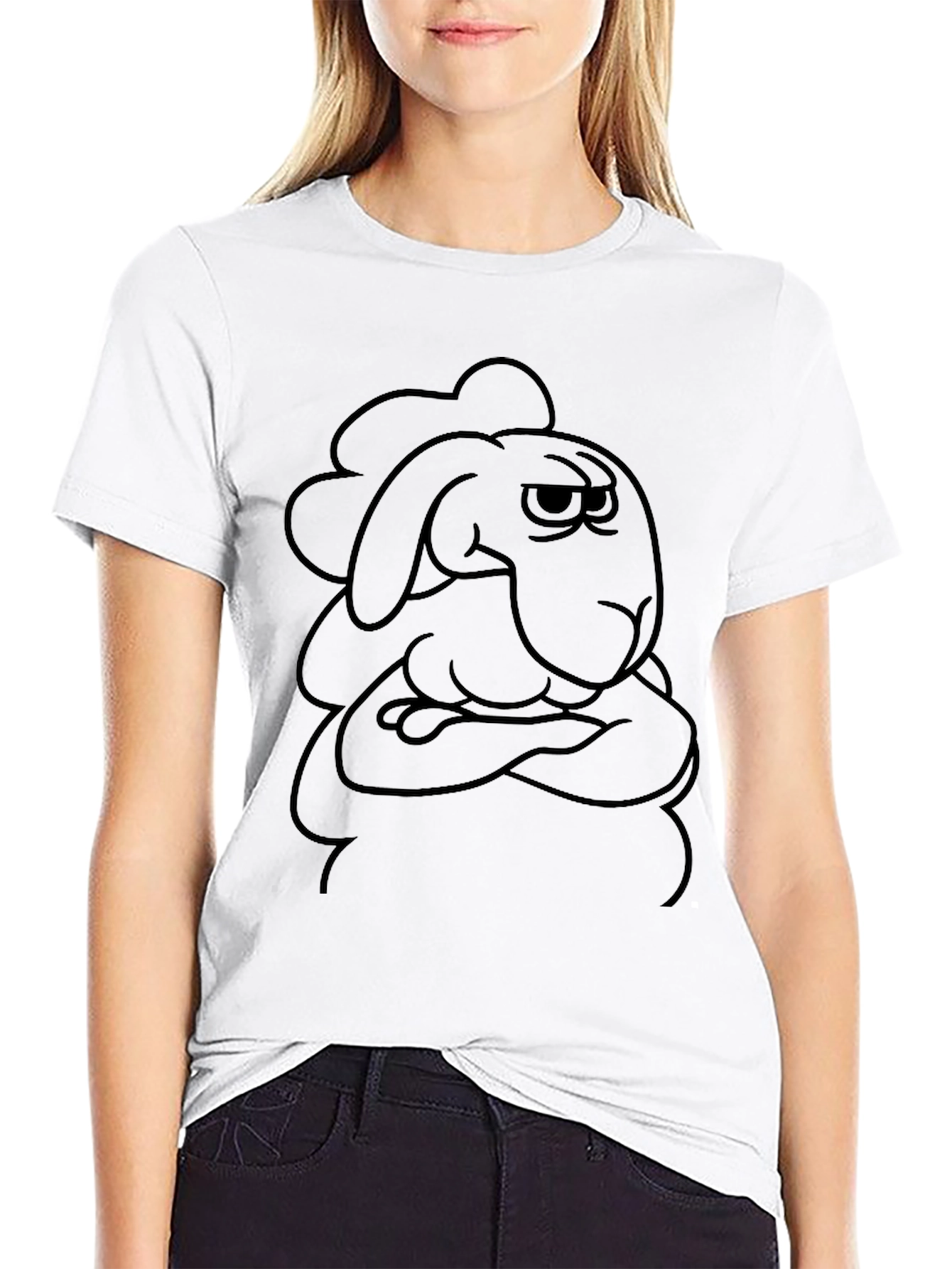 Grumpy Sheep Graphic Tee - Black Cotton T-Shirt
