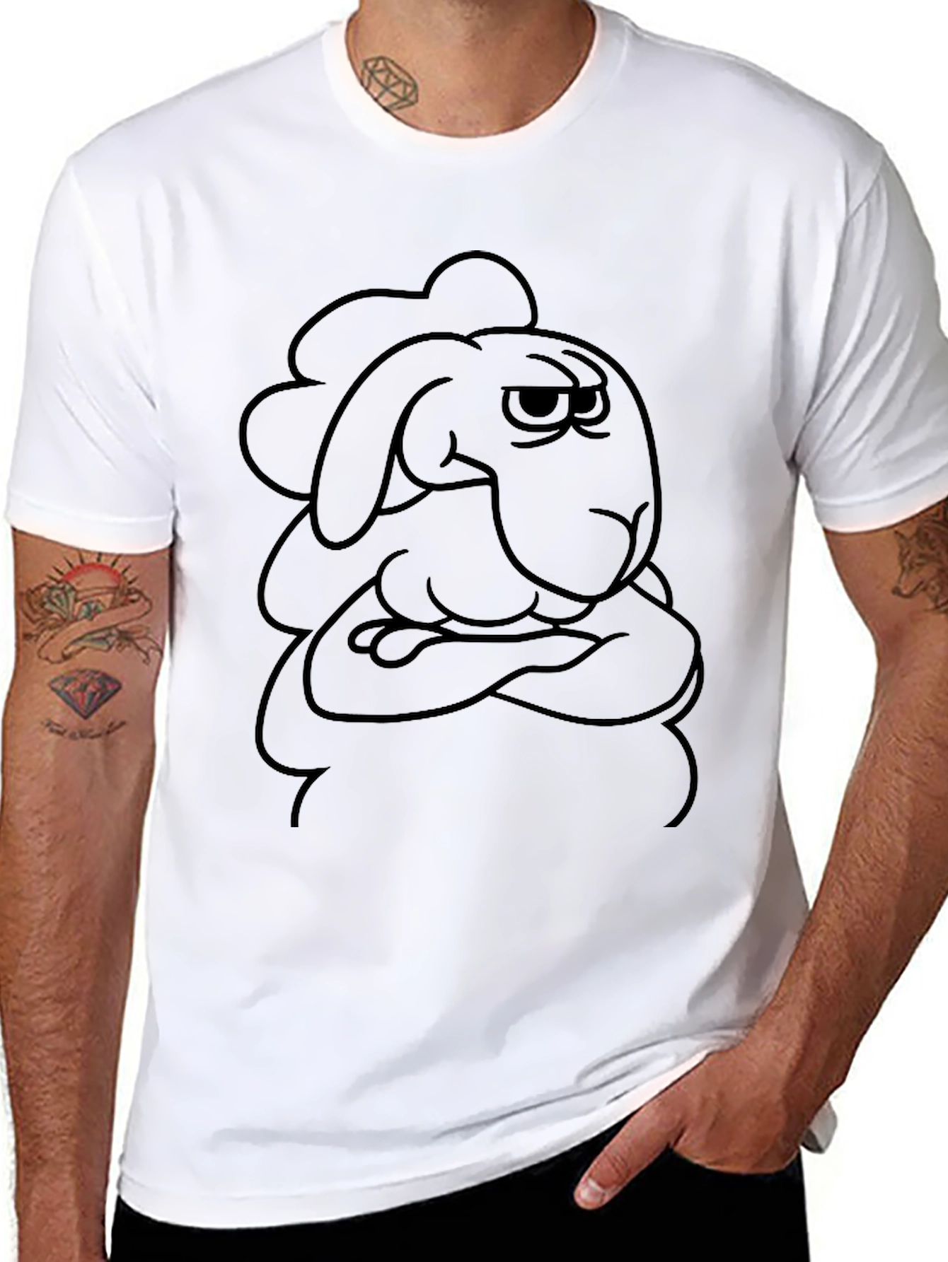 Grumpy Sheep Graphic Tee - Black Cotton T-Shirt
