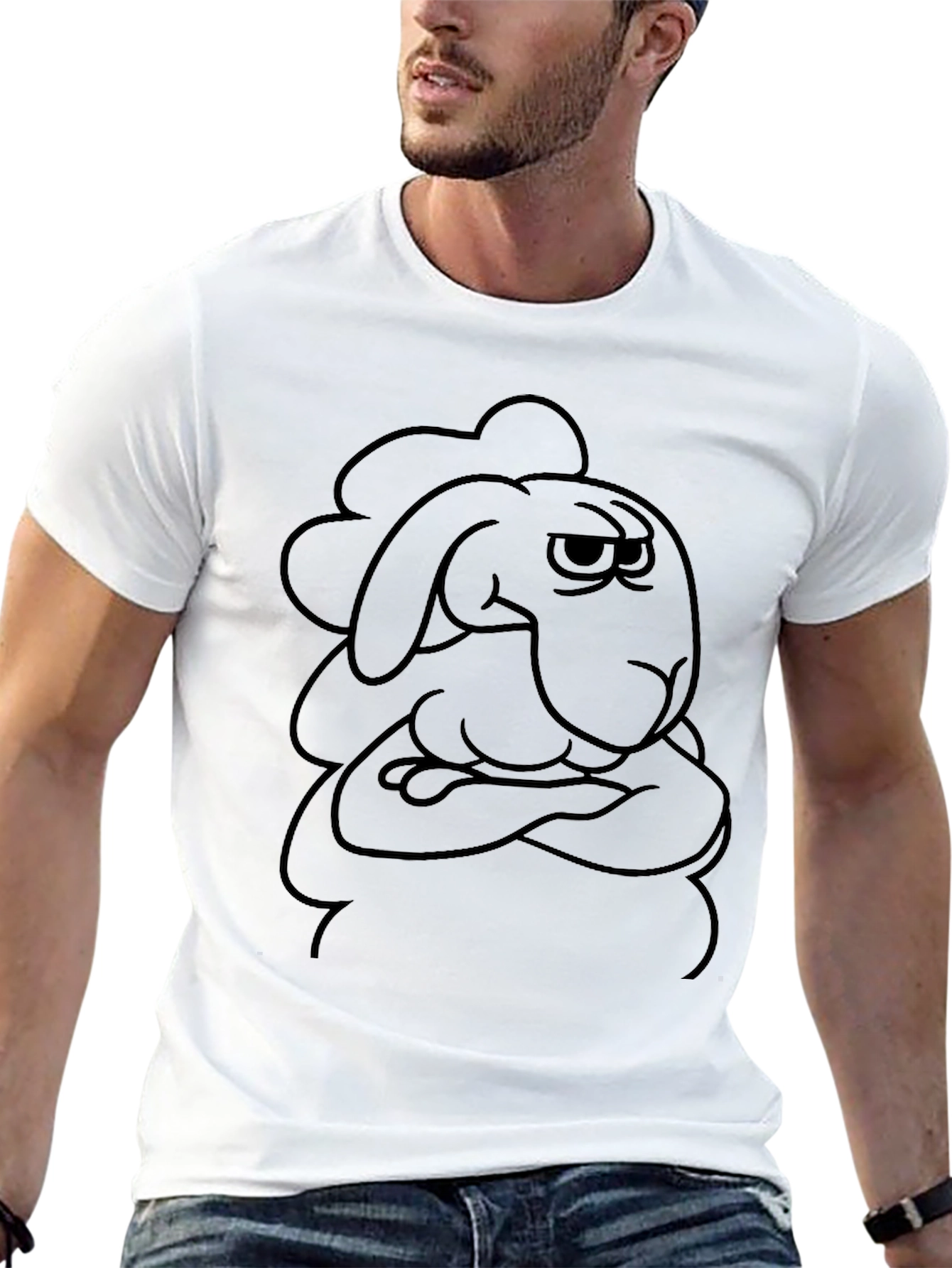Grumpy Sheep Graphic Tee - Black Cotton T-Shirt