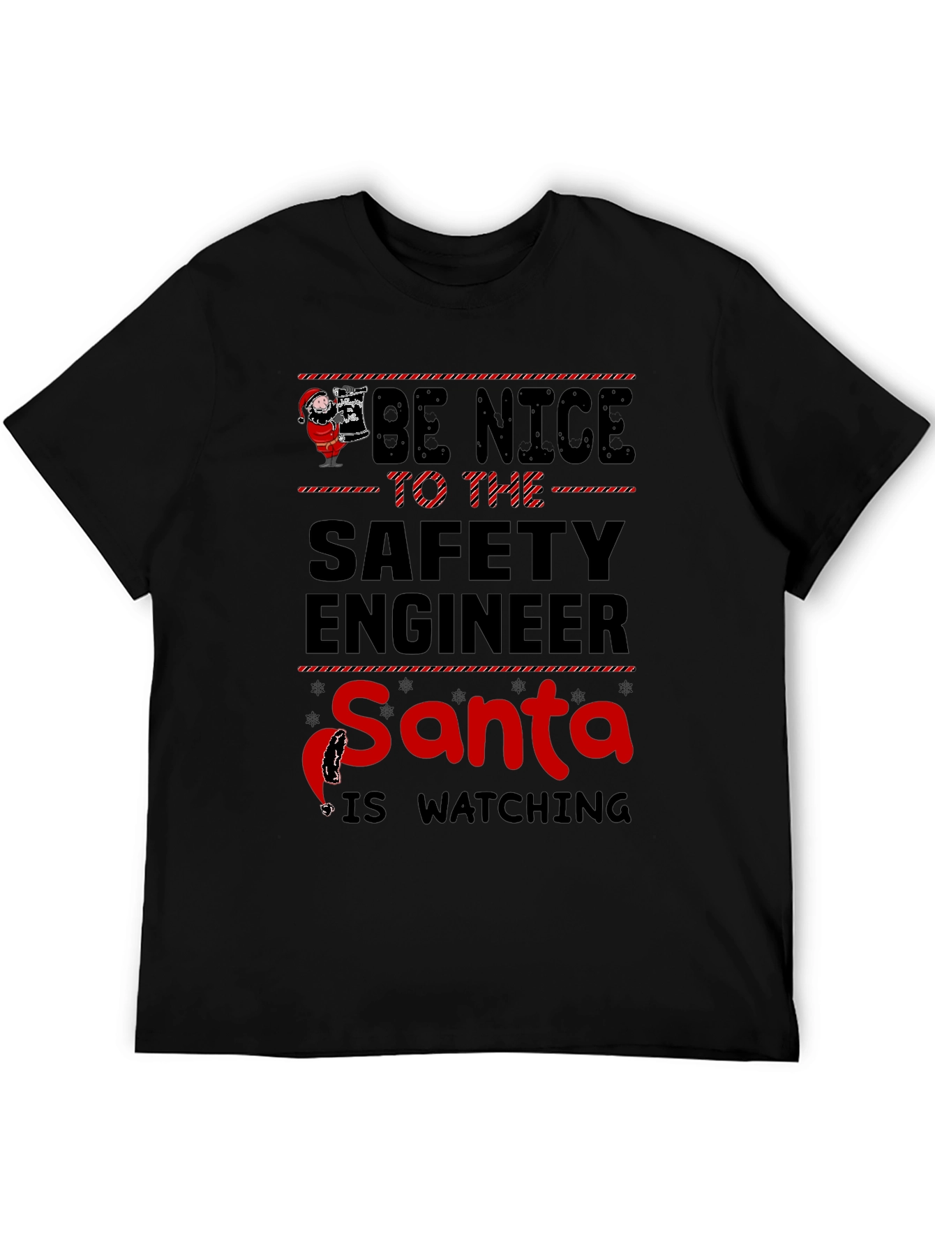 Funny Safety Engineer Santa Watching Christmas T-Shirt