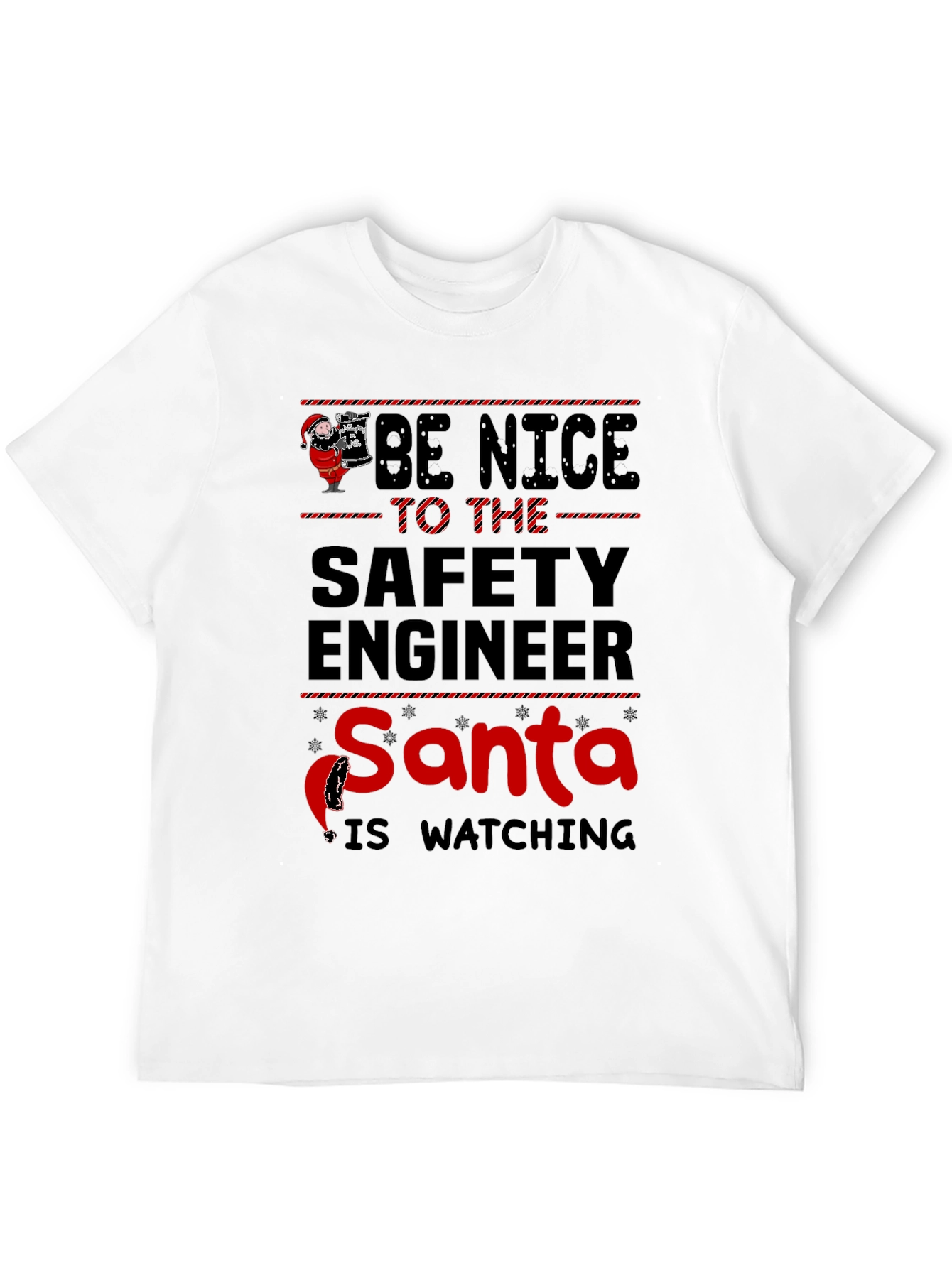 Funny Safety Engineer Santa Watching Christmas T-Shirt