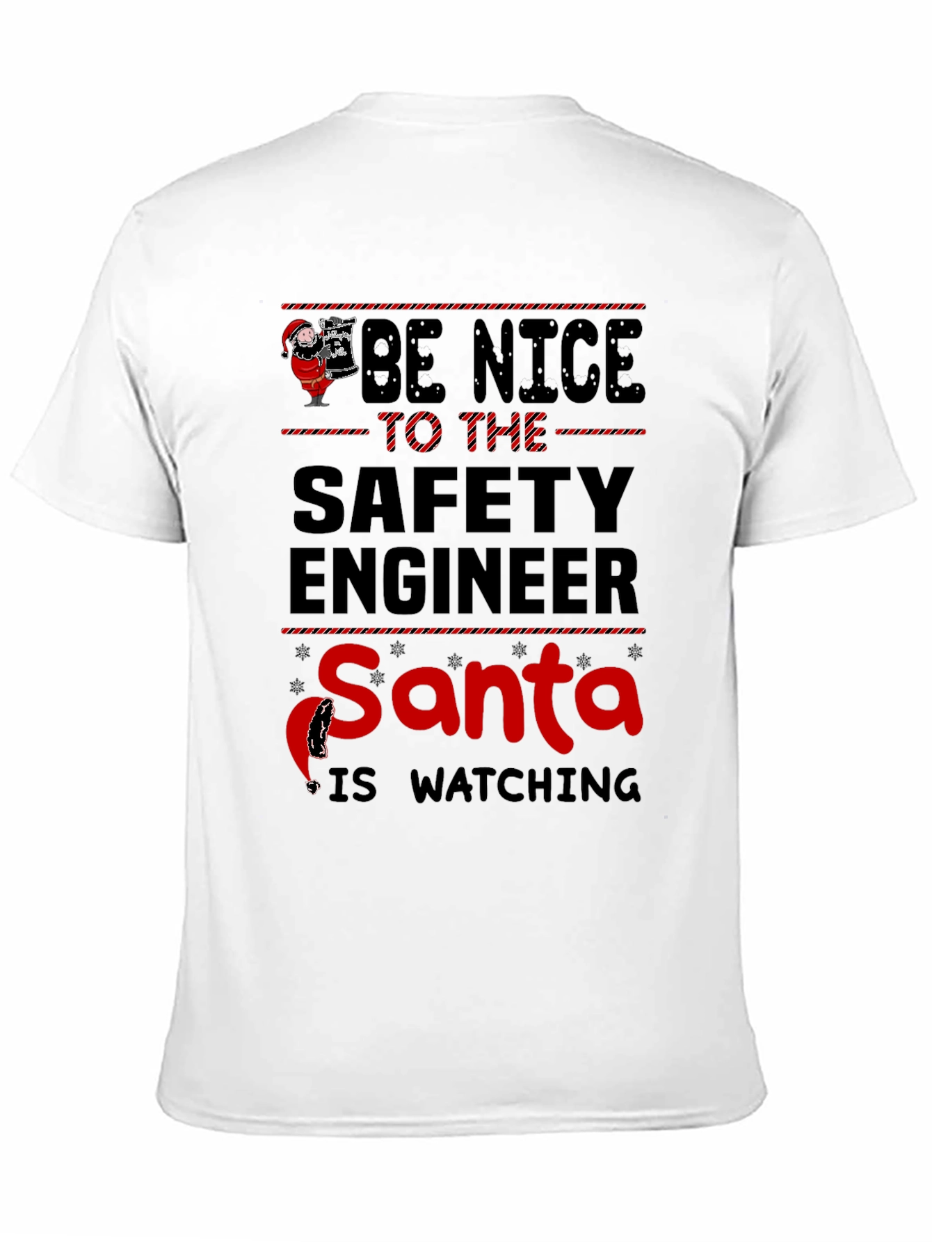 Funny Safety Engineer Santa Watching Christmas T-Shirt